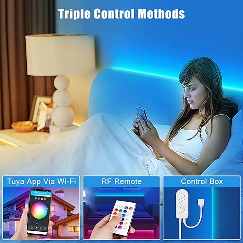 Miniatura 5 de RGBWW - Tira de luces LED inteligentes, 65.6 pies, color blanco sintonizable, 3000 K a 6500 K+RGB WiFi luces LED funcionan con Alexa Google,