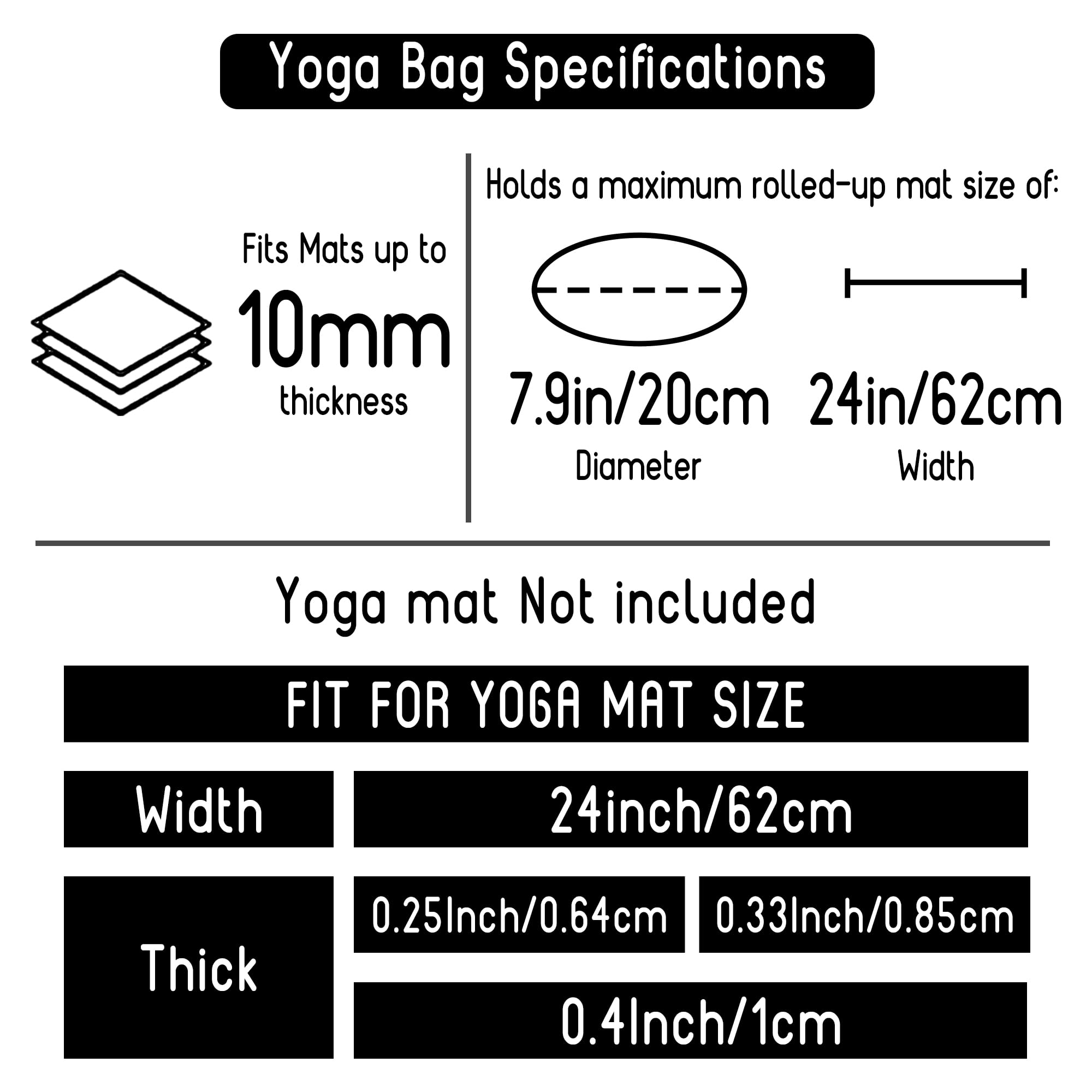 Wasserdichte Yogatasche für Damen mit Nassfach Flaschenhalter Durchgehendem Verstellbarer Schultergurt, Robuste Geräumige Tragetasche Taschen für Pilate Sport Gymnastik Yogamatte