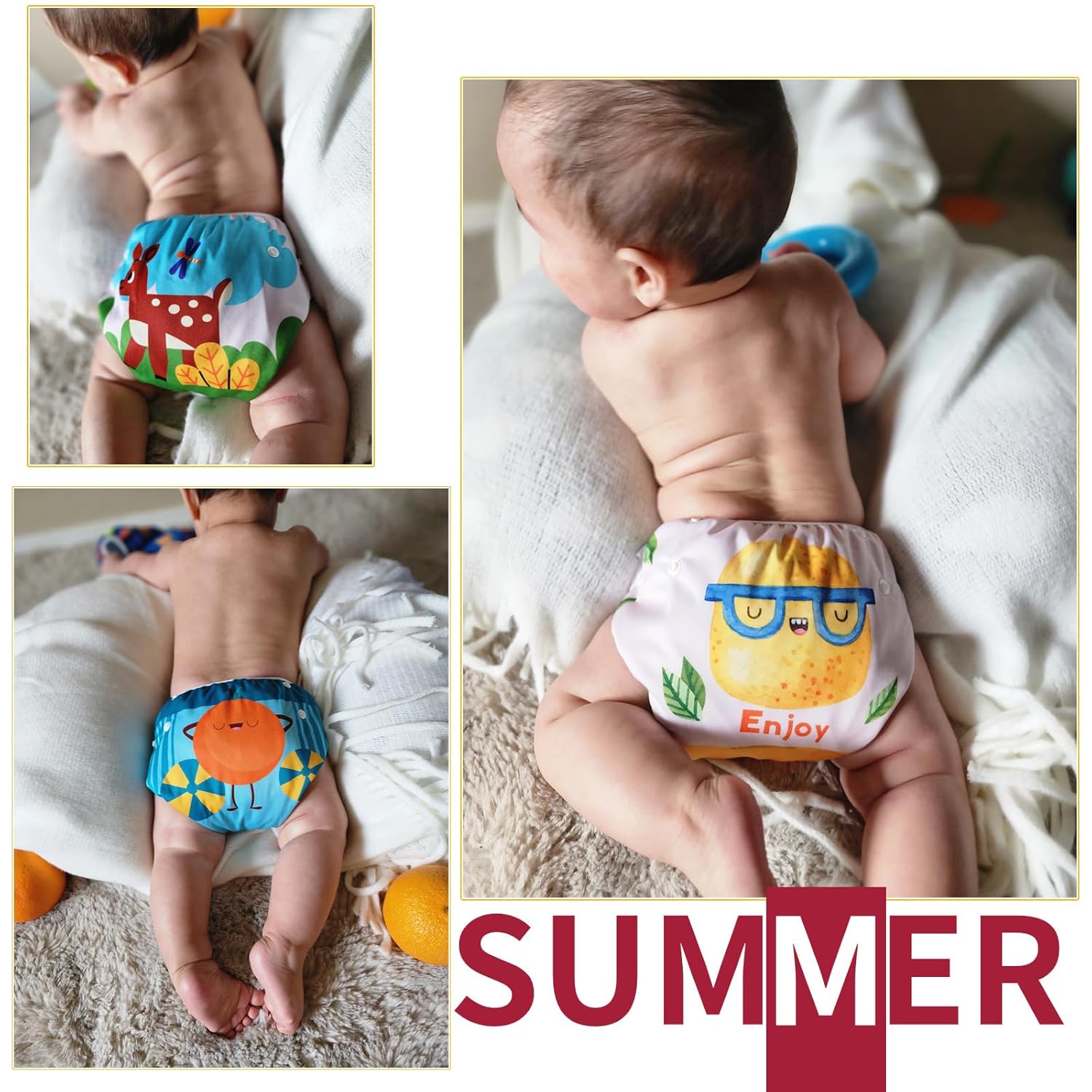 ALVA 3-Pack Reusable Swim Diapers (Small, 10-19 lbs) - Adjustable, Waterproof, Unisex Incontinence Protector for Baby Boys & Girls - Eco-Friendly, Fashionable Design - Image 6