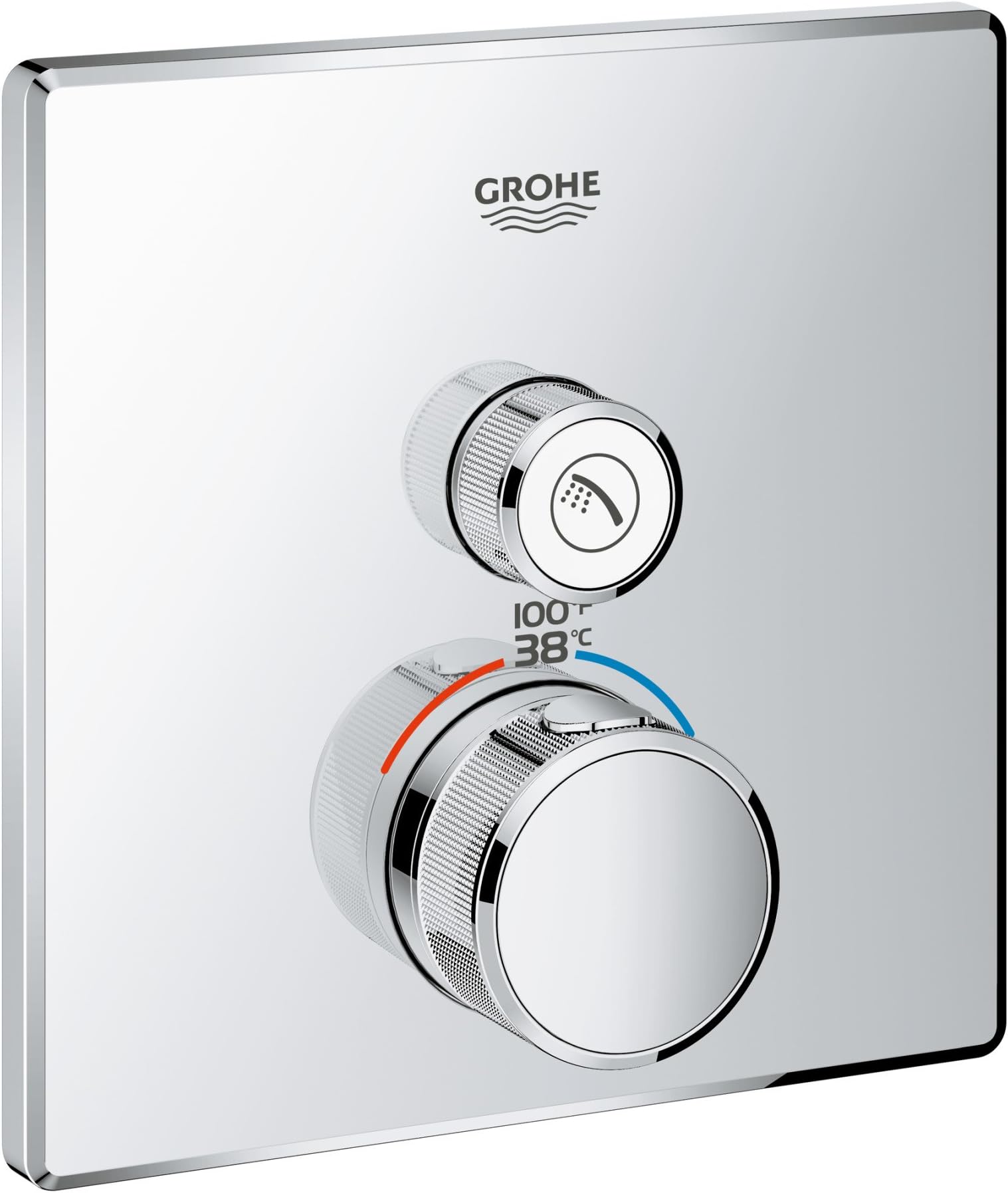 29140000 Grohtherm Smart Single Function Thermostatic Trim with Control Module, Starlight Chrome