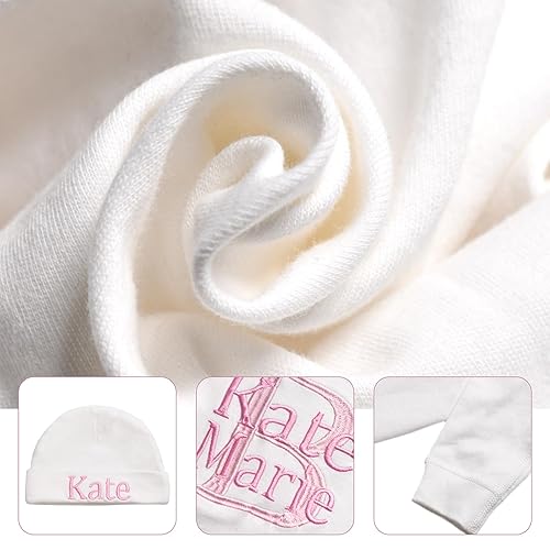 Miniatura 6 de Personalized Sleeper Baby Coming Home Outfit, Personalized Neutral Naby Romper and Hat Set Custom Infant Boy Coming Home Outfit Baby Shower Gift