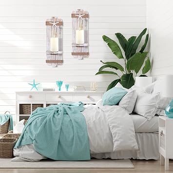 Disdressed Starfish Wall Candle Sconces (Set of 2) Beach Decor
