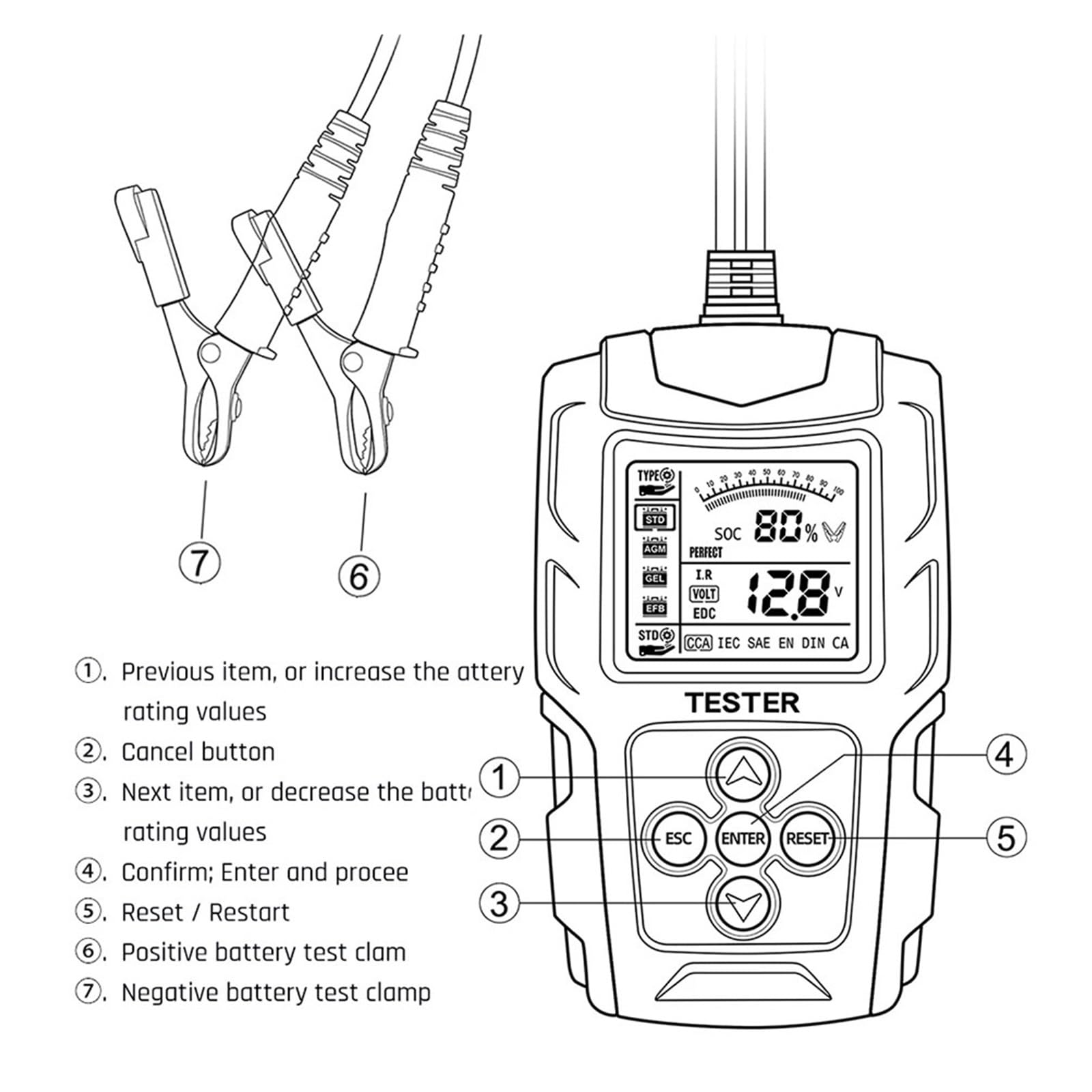 12V 24V Inteligentny Tester Akumulatora Samochodowego LCD Analizator Baterii Narzędzie Testowe Cyfrowy Do Samochodu Ciężarowego Motocykl Łódź Szybkie Dokładne Wykrywanie