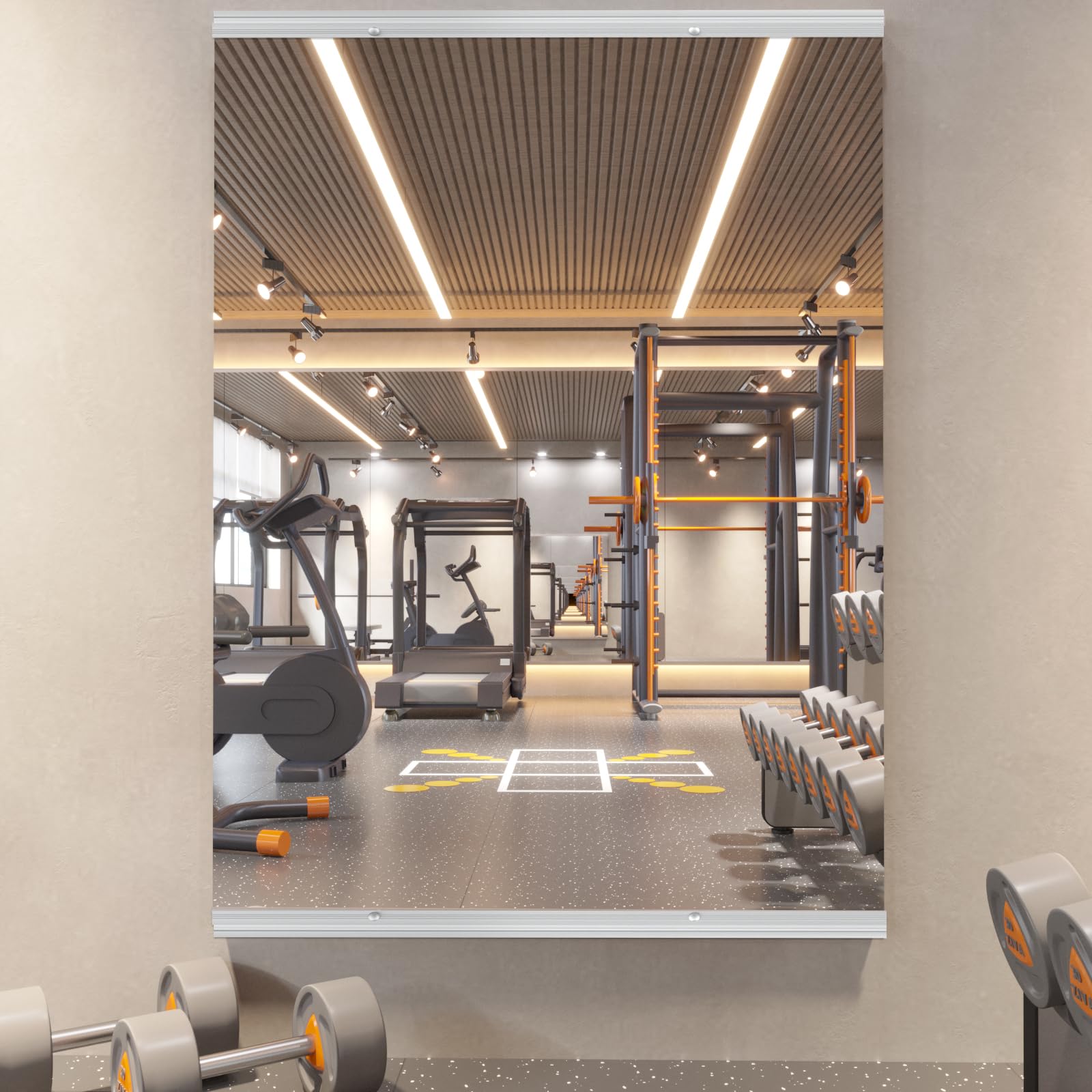 Home Gym Mirror, 65X30 Inch(1Pack) Large Frameless Tempered Glass Full Body Wall Mounted Mirror for Gym, Yoga, Exercise, Dance Studio