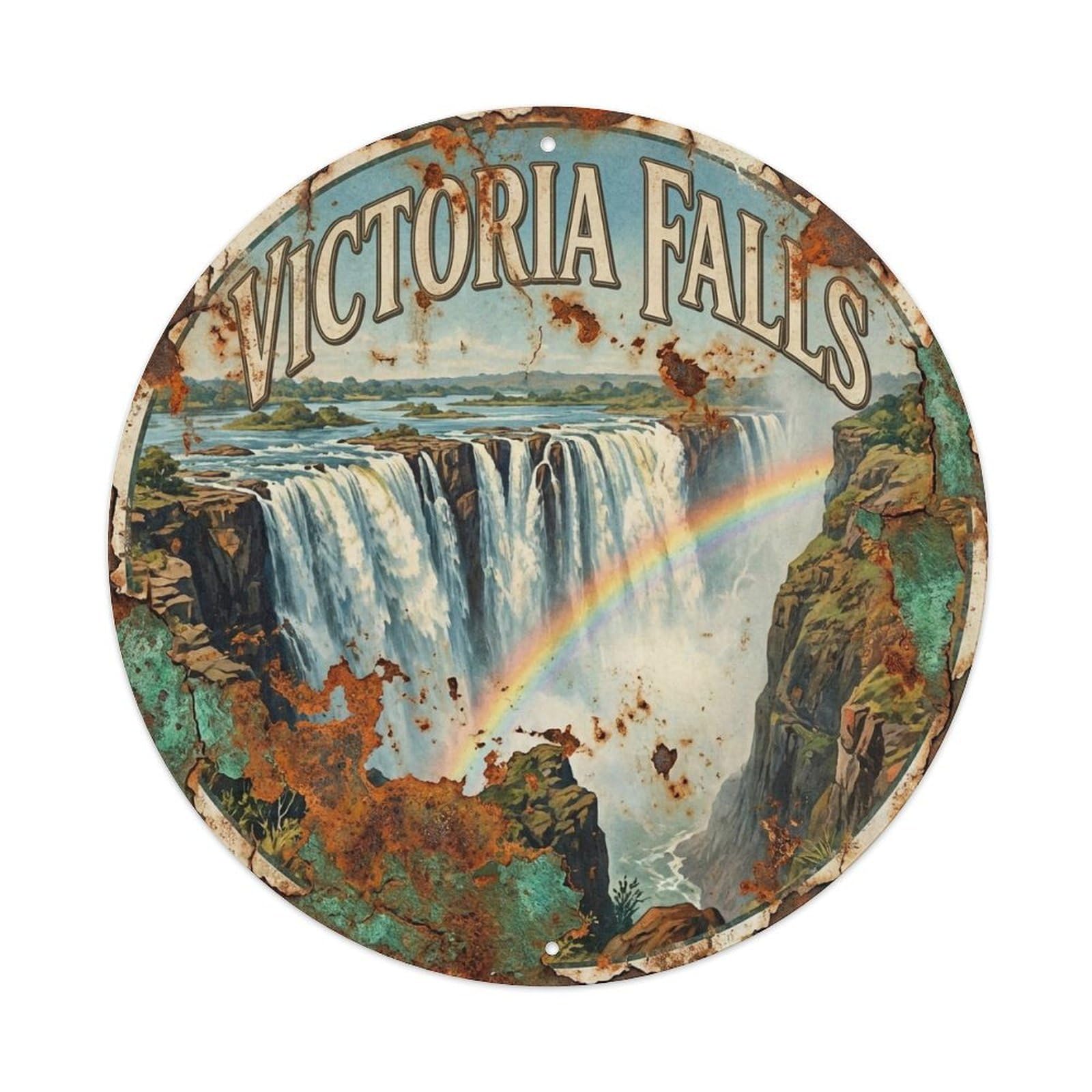 Travel Retro Zimbabwe Victoria Falls Vintage Metal Tin Sign Plaque Wall Decor for Cafe, Club Bar, Office, Garden Metal Poster 8x8Inch