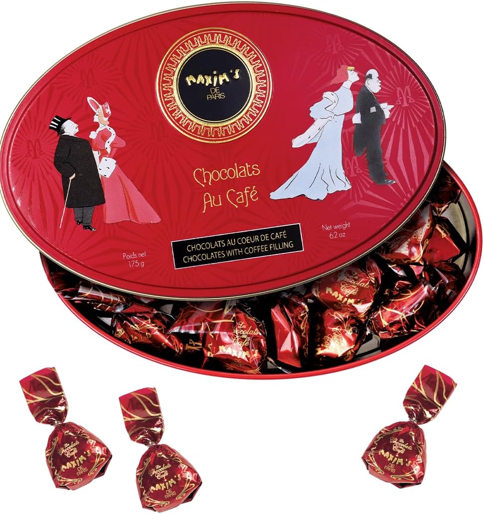 Chocolate Covered Coffee Candy in Collectible Tin, Individually Wrapped, 6.2oz