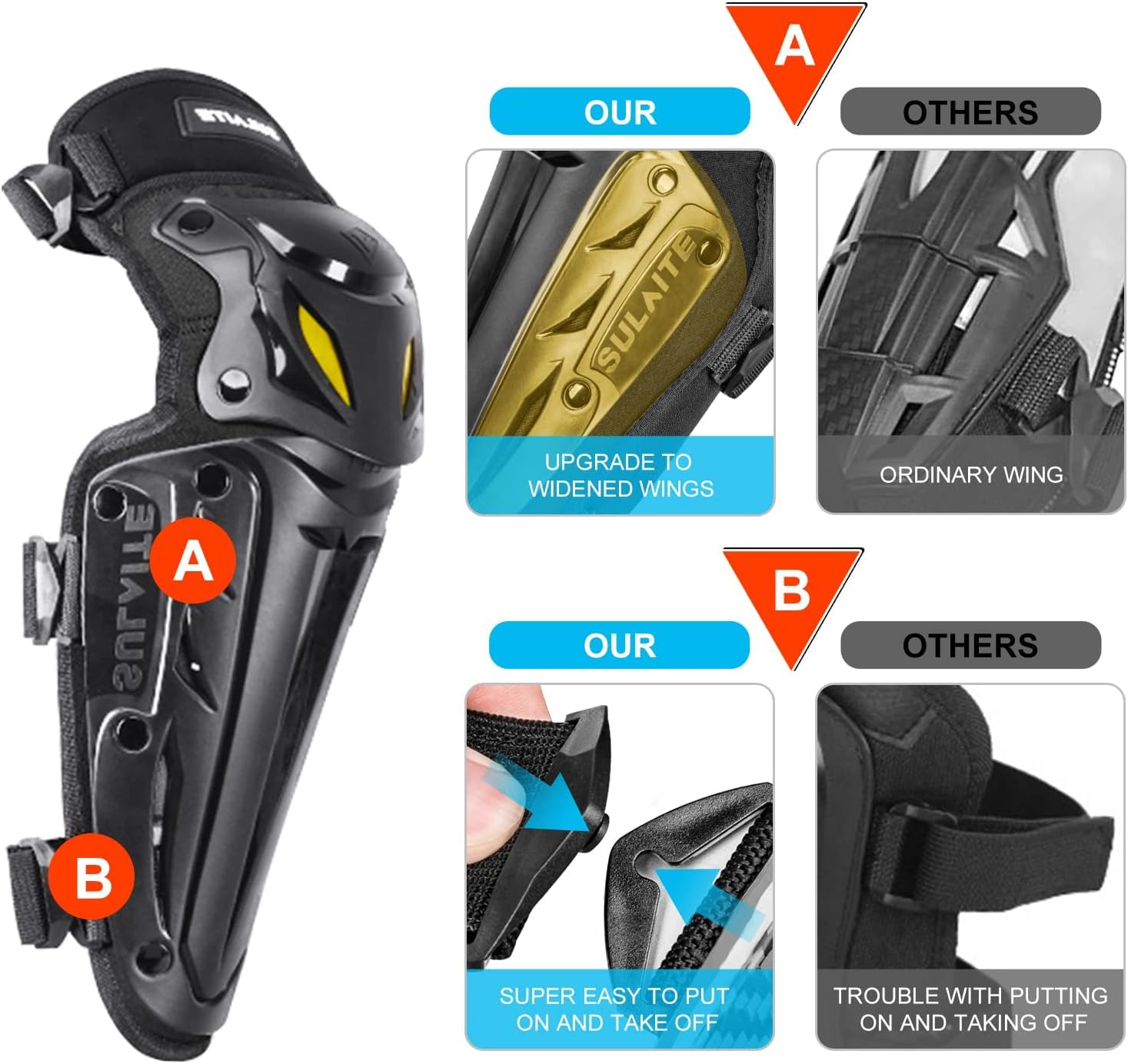 Gute Knee Pads Elbow Pads 4Pcs - 2 in 1 Protective Elbow Guard/Knee and Shin Guards, Adjustable Knee Pads and Shin Guards for Adult, Knee Guards Protective Gear for ATV Motocross Skateboard Skating