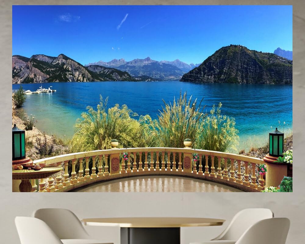JVERF - JZZD21128 France Coast Calanque Port Miou Provence Cove| Self-Adhesive Open Window Wall Sticker