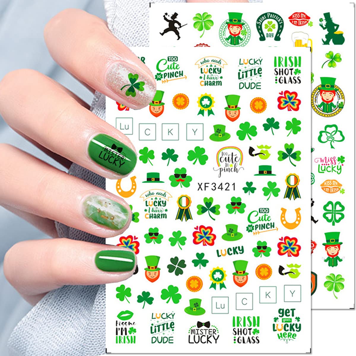 Amazon.com: St. Patrick's Day Nail Art Stickers Green Shamrock Nail  Supplies 3D Self-Adhesive Nail Foil Decals Clover Gold Designs Beauty DIY  Acrylic Nail Decorations for Woman Girls Manicure Decor 6 Sheets :