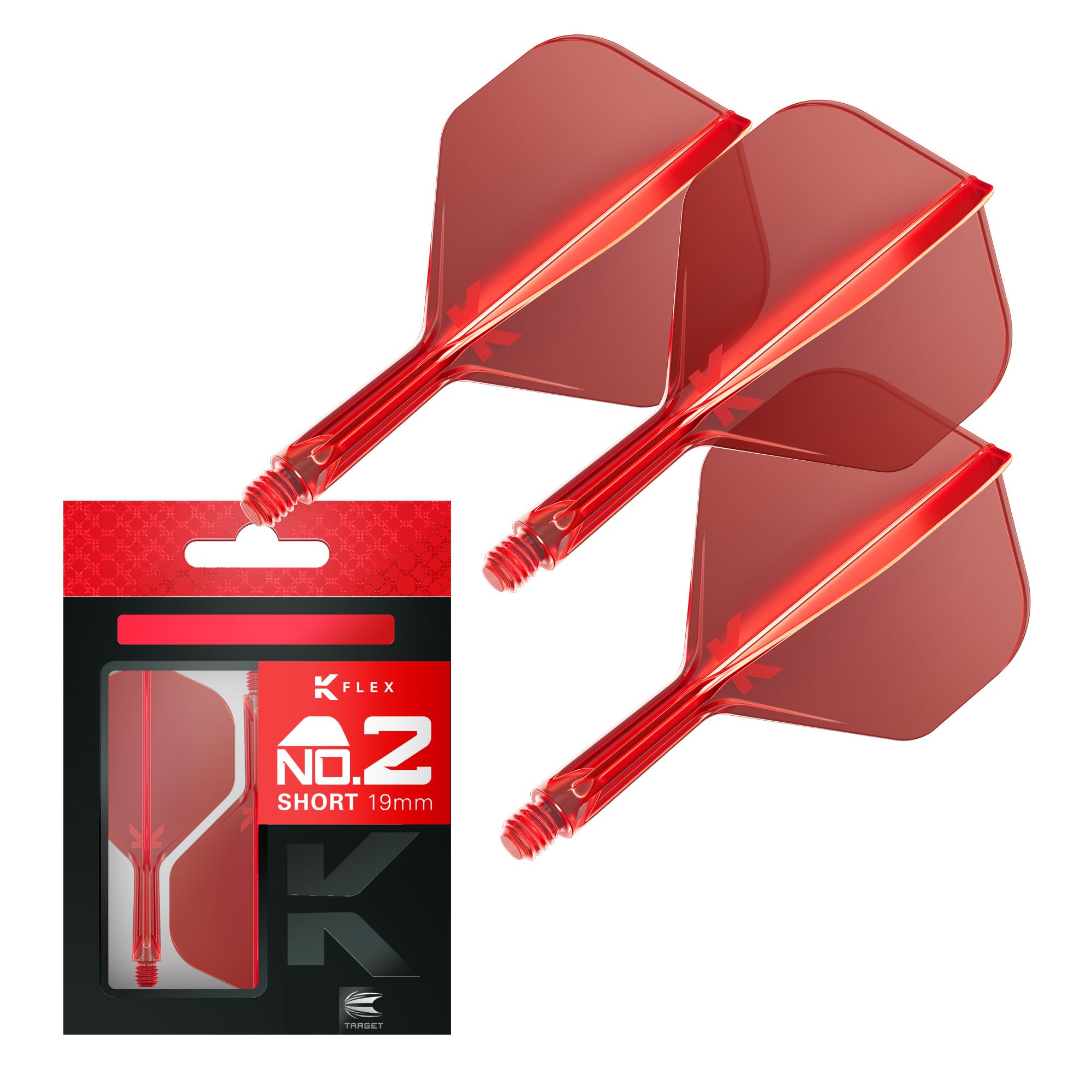 Target Darts K Flex Integrated Dart Flights And Shafts, No.2 | Pack Of 3 K-Flex - No2, Kflex All In One Moulded Dart Flight & Stem Lengths: Short, Intermediate & Medium | Professional Dart Accessories