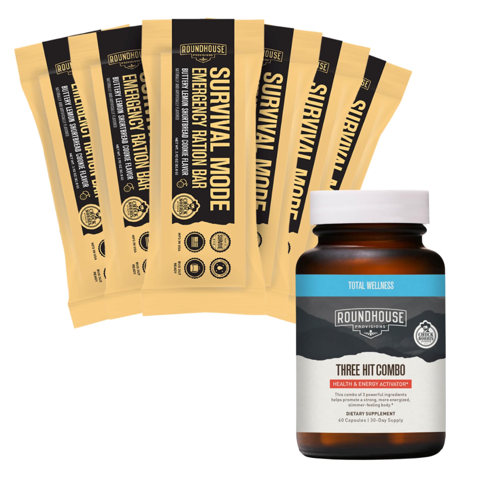 Roundhouse Provisions Emergency Food Bar and Three Hit Combo Bundle