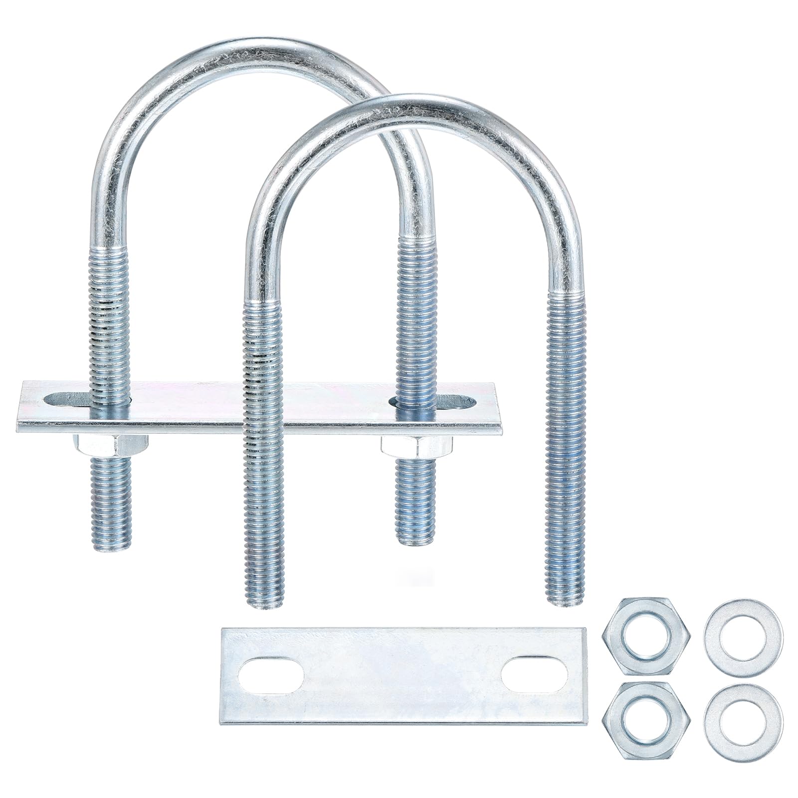 METALLIXITY U Bolts 4 Sets (5/16"(M8) x1.96"x3.93"), Round U Bolt Kits Carbon Steel with Accessories - for Construction, Pipe, Trailer, Automotive, Leaf Spring Fastener