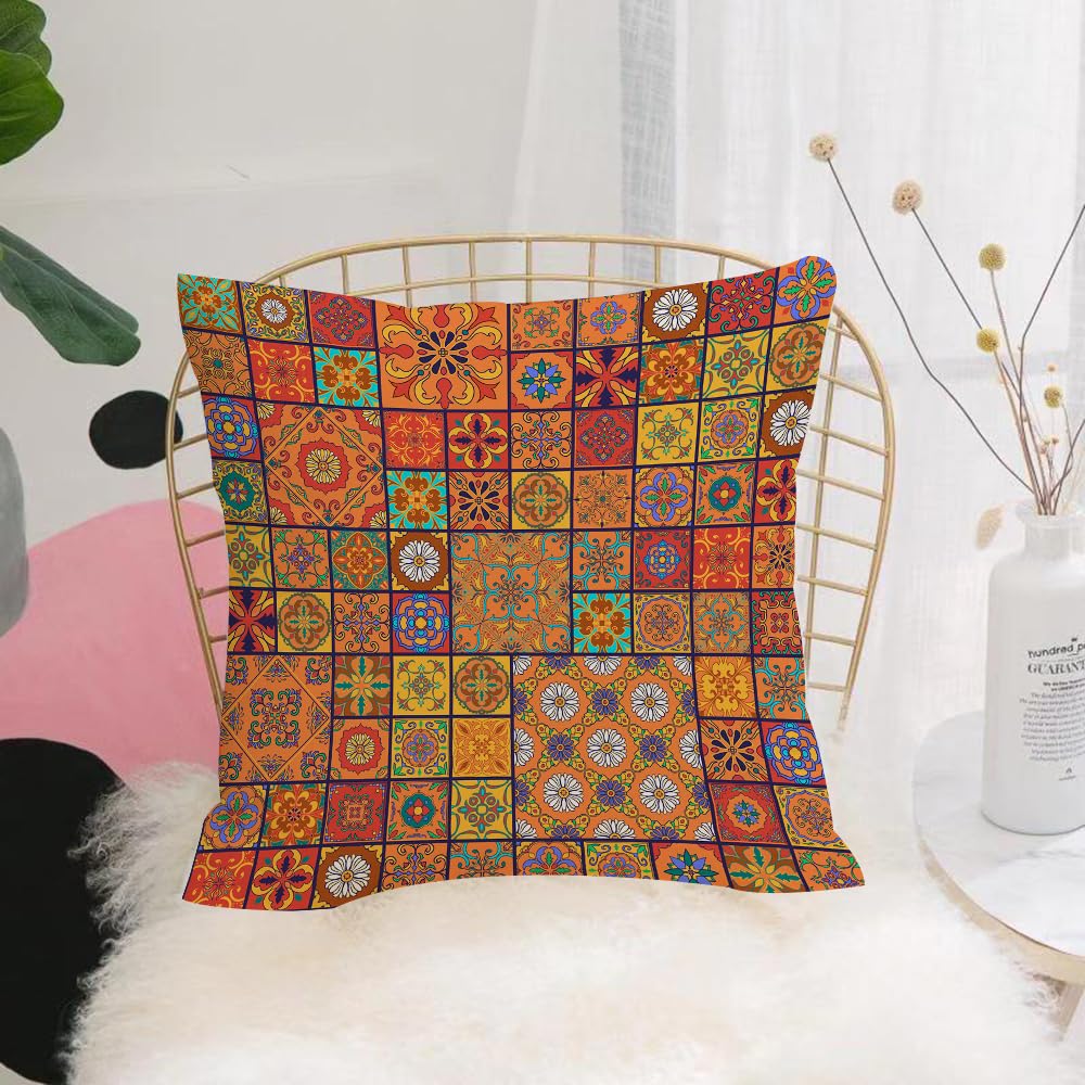 Hyosxw Moroccans, Collection Of Moroccan Geometric - A7 Cushion Cover,Throw Pillow Case Home Decorative For Living Room Bedroom Sofa Chair 18X18 Inch,Moroccans, Collection Of Moroccan Geometric Style Pattern Floral Ornamental Pat,Pillowcase 45X45cm