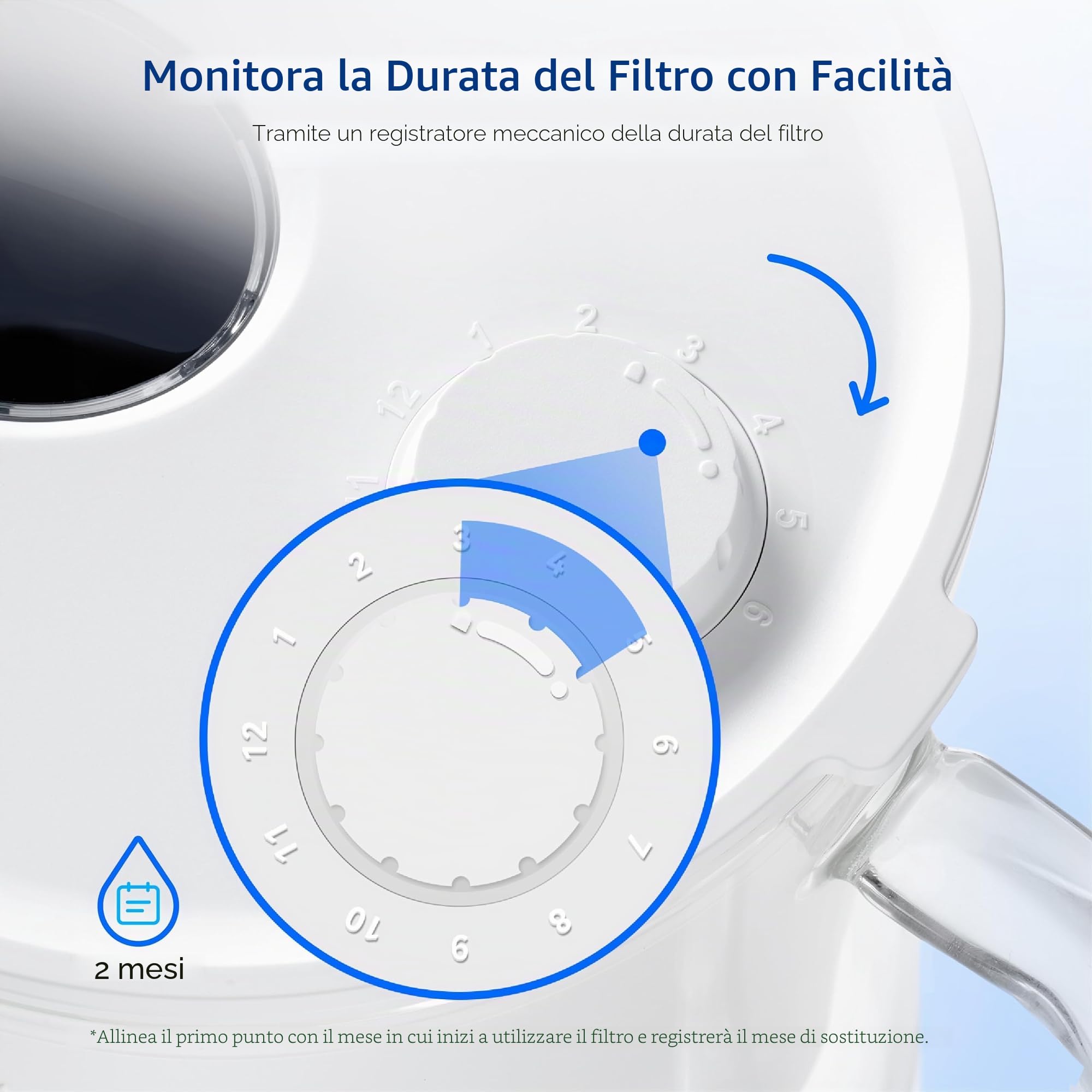 Waterdrop Caraffa Filtrante per Acqua, 2,5L, con Filtro da 2 Mesi, Certificata NSF 53 & 42 & 372, Riduce PFOA/PFOS, Cloro, Cadmio, Rame, Mercurio, WD-PT-72W