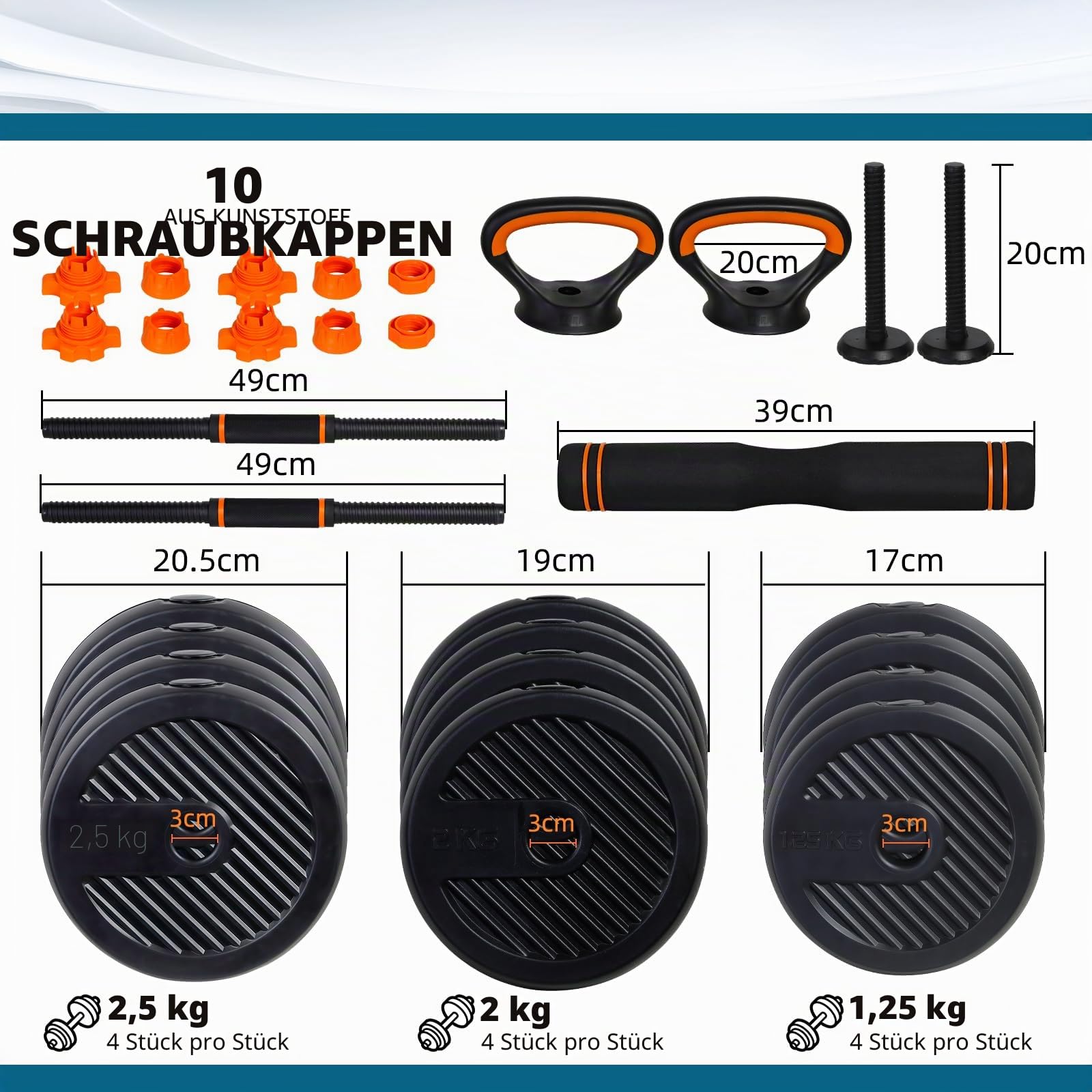 CCLIFE 6in1 Kettlebell Hanteln Set 2er verstellbar mit Verbindungsstahlrohr Kurzhanteln Langhanteln Kugelhantel Hantelset professionell Dumbbell Gewichten