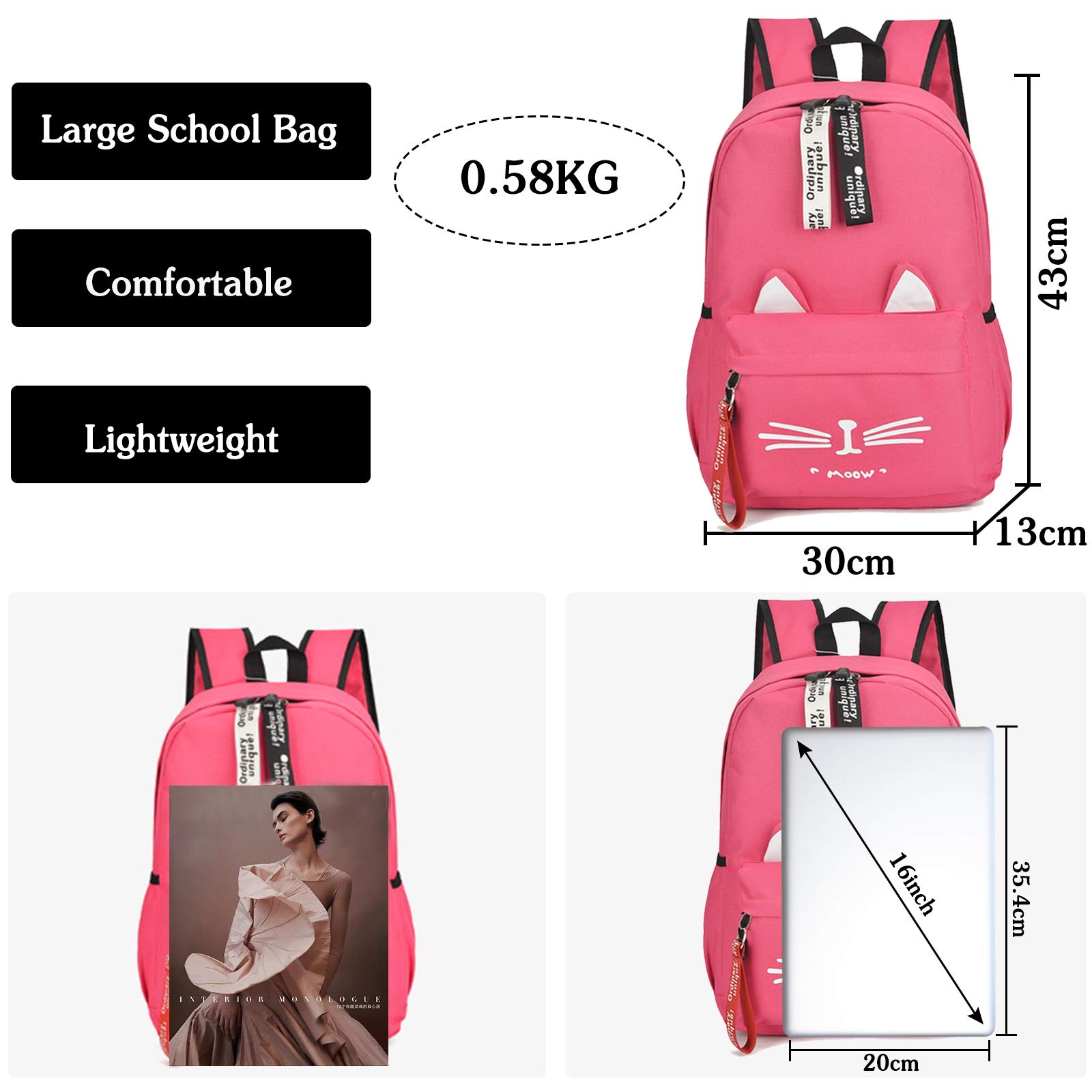 FANDARE Mochila Adolescente Casual Paño Oxford Duradera para Escuela y Viajes Púrpura