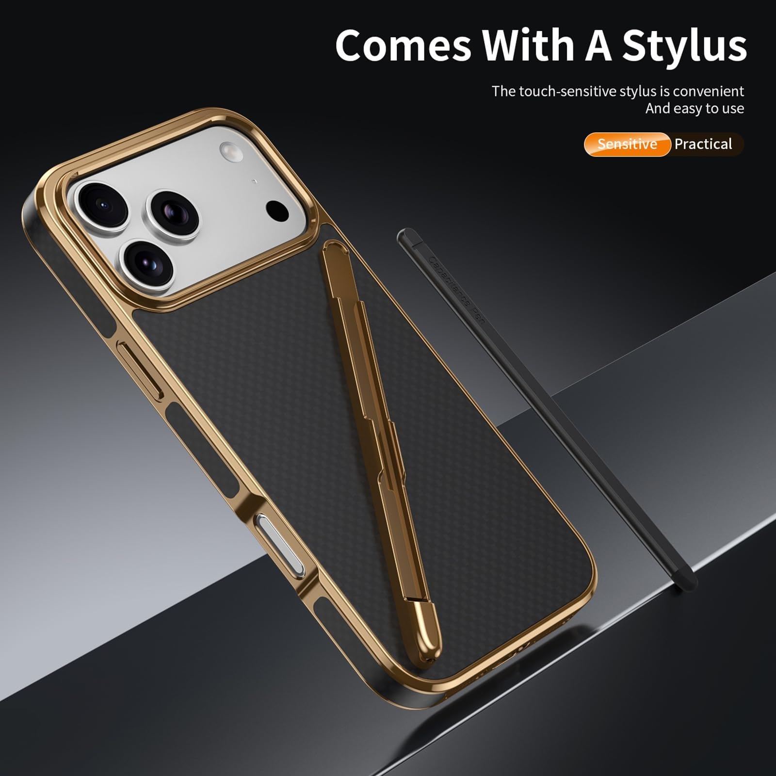 Générique Etui do Iphone 17 Pro Max/17 Pro/17 Air/17, etui z włókna węglowego z otworem na ocynkowane etui na długopis (fioletowy, 17 Pro Max)