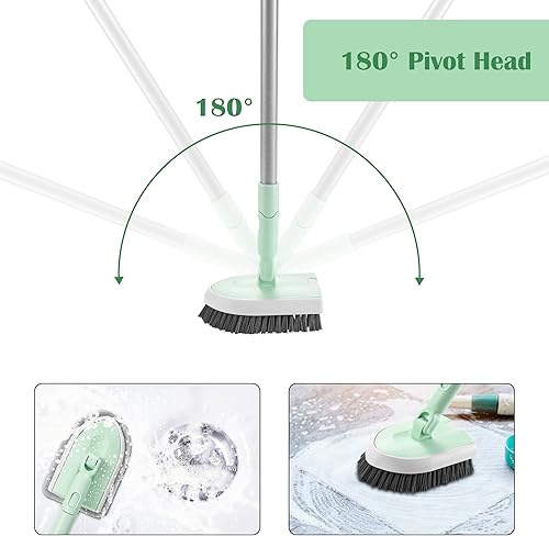 Miniatura 4 de DALIPER Limpiador de ducha con mango largo para limpieza limpiador 2 en 1 para bañera y azulejos accesorio de cepillo intercambiable para limpiar la