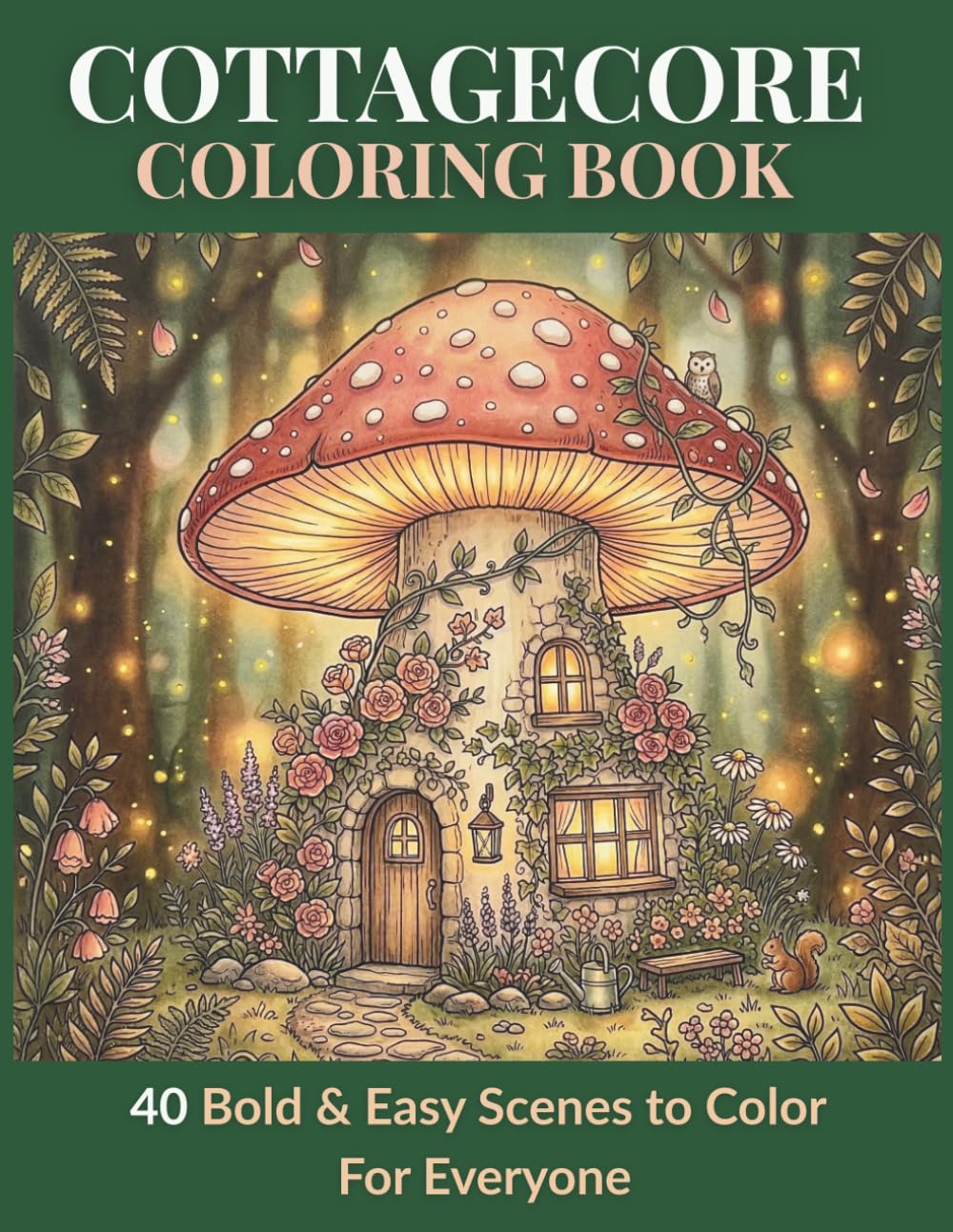 Cottagecore Coloring Book: 40 Bold & Easy Cottagecore Scenes to Color: Mushrooms, Wildflowers, Cozy Cottages: A Relaxing Coloring Book for Adults, ... (Cottagecore Coloring Books by Youri U)