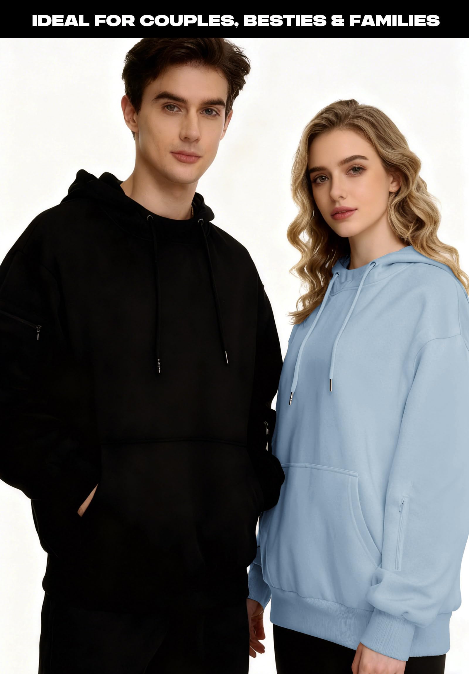Unisex Oversize Hoodie mit Schlafmaske Fleece Pullover Winter