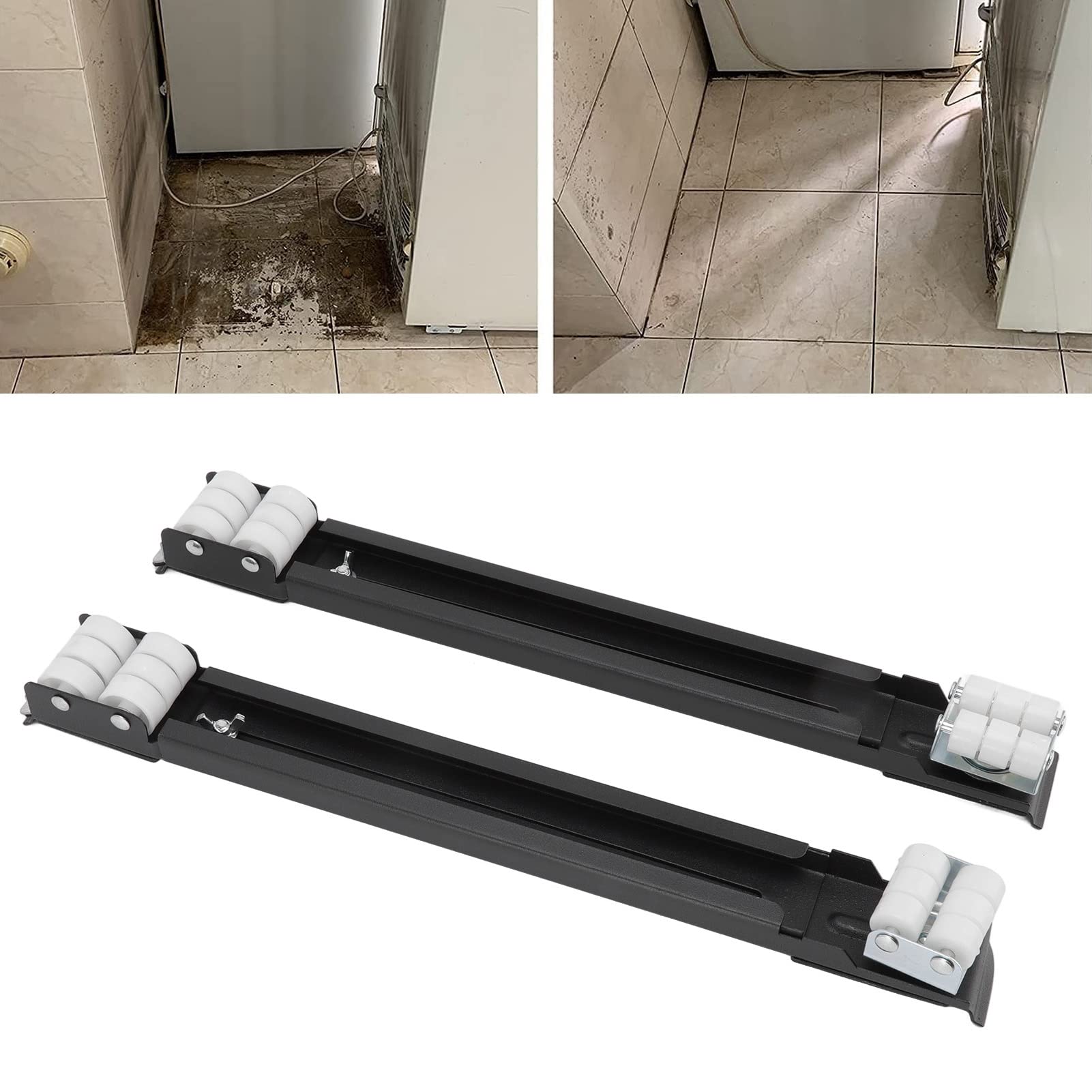 CDQL Rullo per Apparecchi Estensibile, Supporto Base per Lavatrice Mobile, Rullo per Apparecchi Estensibile per Carichi Pesanti Base con Ruota Universale Portatile Staccabile, (Nero)