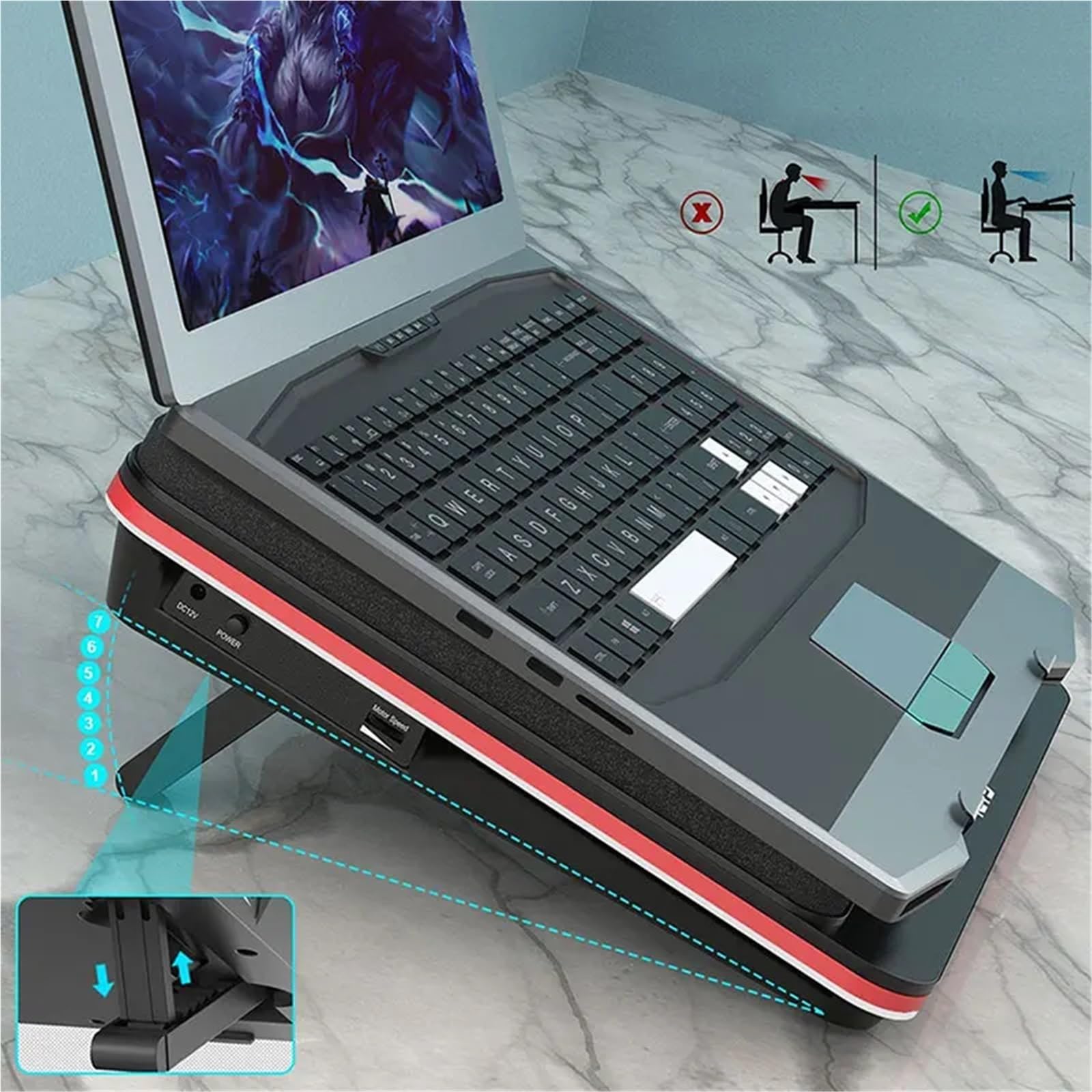 Base Refrigeradora Portatil Gaming Soporte de refrigeración para ordenador portátil, almohadilla de refrigeración serie V2/V1/S2/B0, enfriador externo de 5000RPM para portátiles de juegos refrigeracio