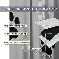 Vista 98 de Cortinas opacas con estampado de patas de perro, estampado de patas de perro y huesos, tratamiento de ventana, cortinas con aislamiento térmico