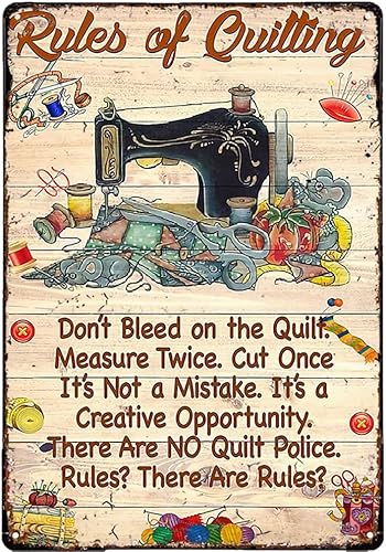 Cartel vintage de metal de estaño para máquina de coser, reglas de acolchado, decoración retro de pared, pintura de hierro para el hogar, cocina,