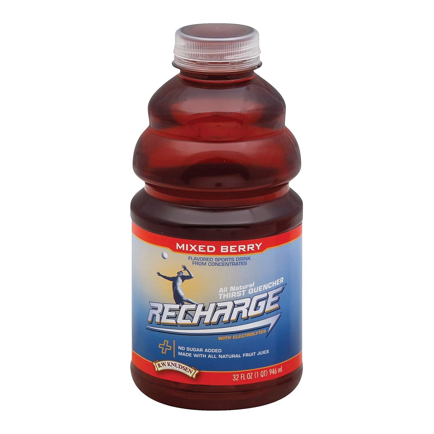 R.W. Knudsen Recharge Sports Drink, Mixed Berry, 32-Ounce Bottles (Pack of 12)