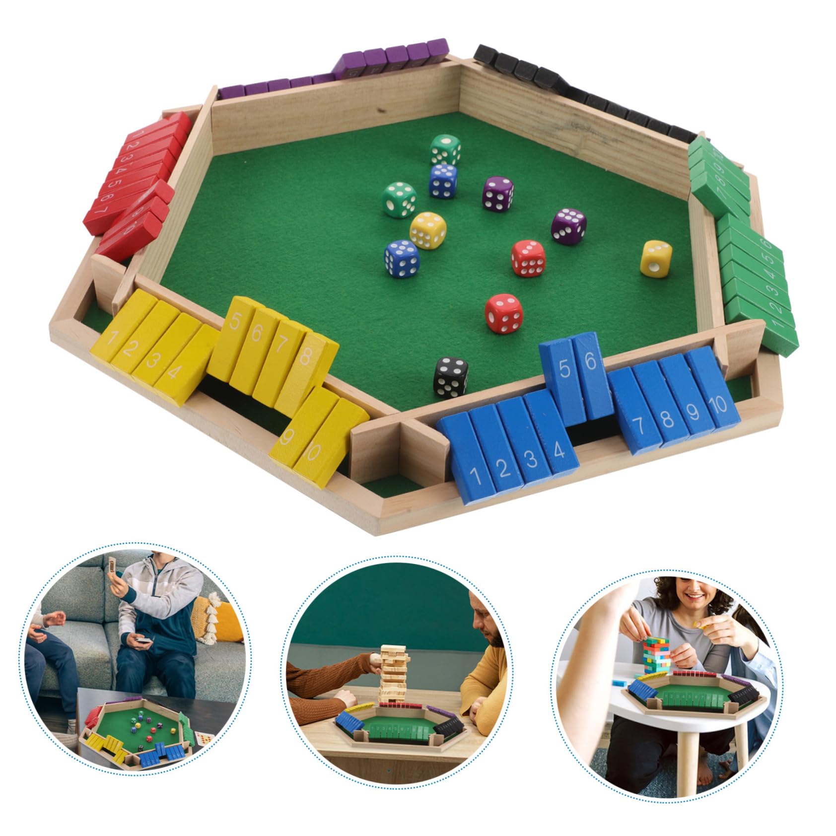 Jeu de Table à Boire à 6 Faces en Bois, Jeu Interactif pour Fêtes et Bars, Ambiance Conviviale, Divertissement Varié