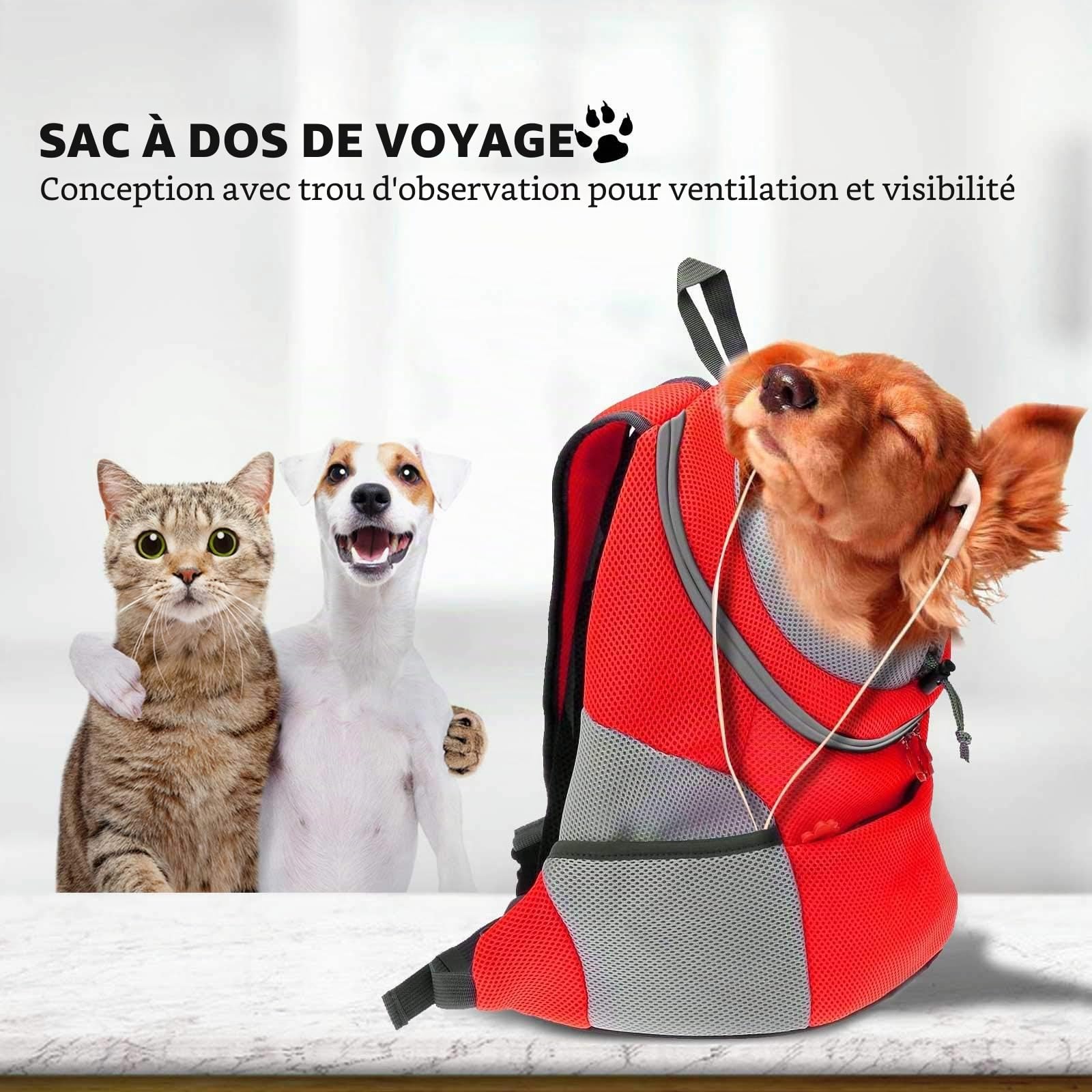 PETCUTE Sac à Dos pour Chien,Respirant Sac à Dos de Transport pour Chien,Sac à Dos de Transport pour Petits Chiens et Chats,Sac de Transport pour Animaux,pour randonnée,Voyage en Plein Air,Orange,L