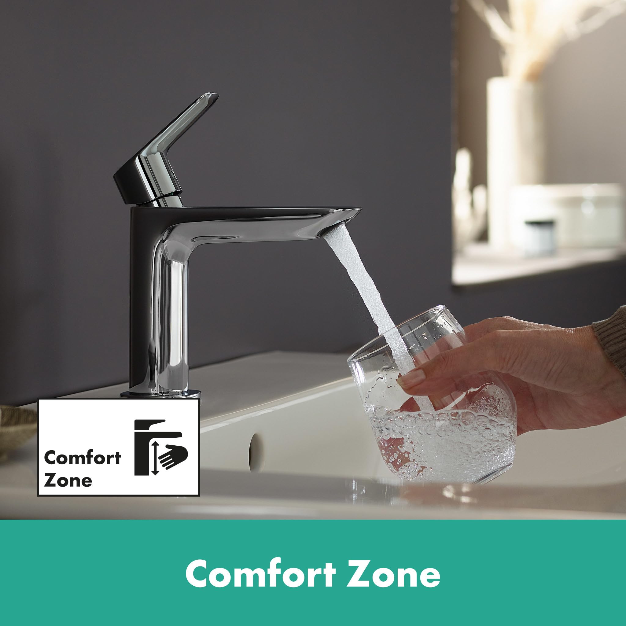 Hansgrohe Logis Armatura umywalkowa, kran łazienkowy z wylewką o wysokości 110 mm, z zestawem odpływowym Push-Open, oszczędzająca wodę armatura łazienkowa, chrom