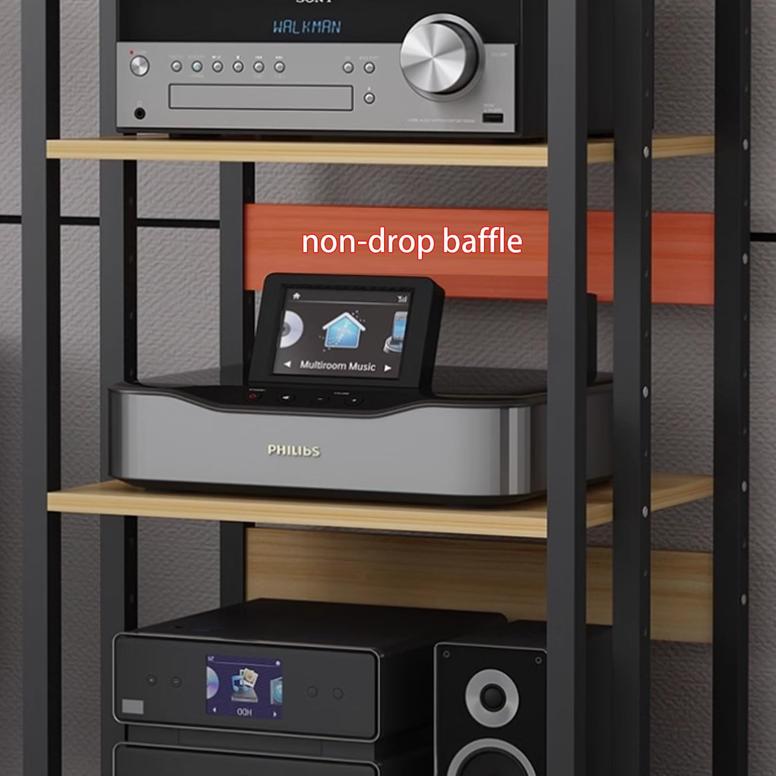 Soporte para equipos audiovisuales con ruedas y amplio espacio de almacenamiento. Soporte para tocadiscos y equipo de música con 6 niveles. Fácil de montar para el hogar, la oficina y el cine en cas