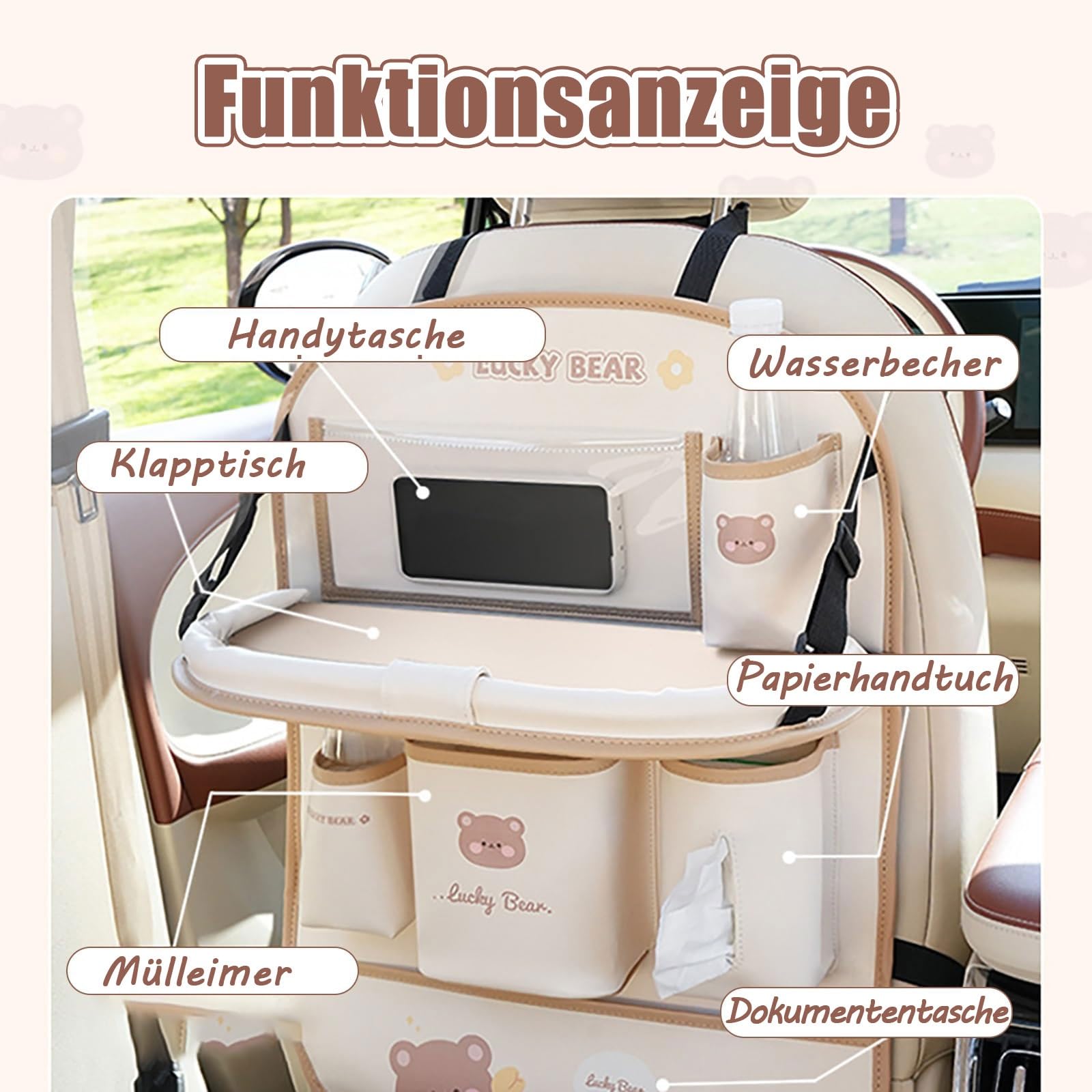 Autositz Organizer Rückenlehnen für Volkswagens Lavida Utensilientaschen Auto Multifunktional Wasserdicht Rücksitz Organizer mit Klapptisch, Tablet Tasche und Viele Taschen(2PCS)