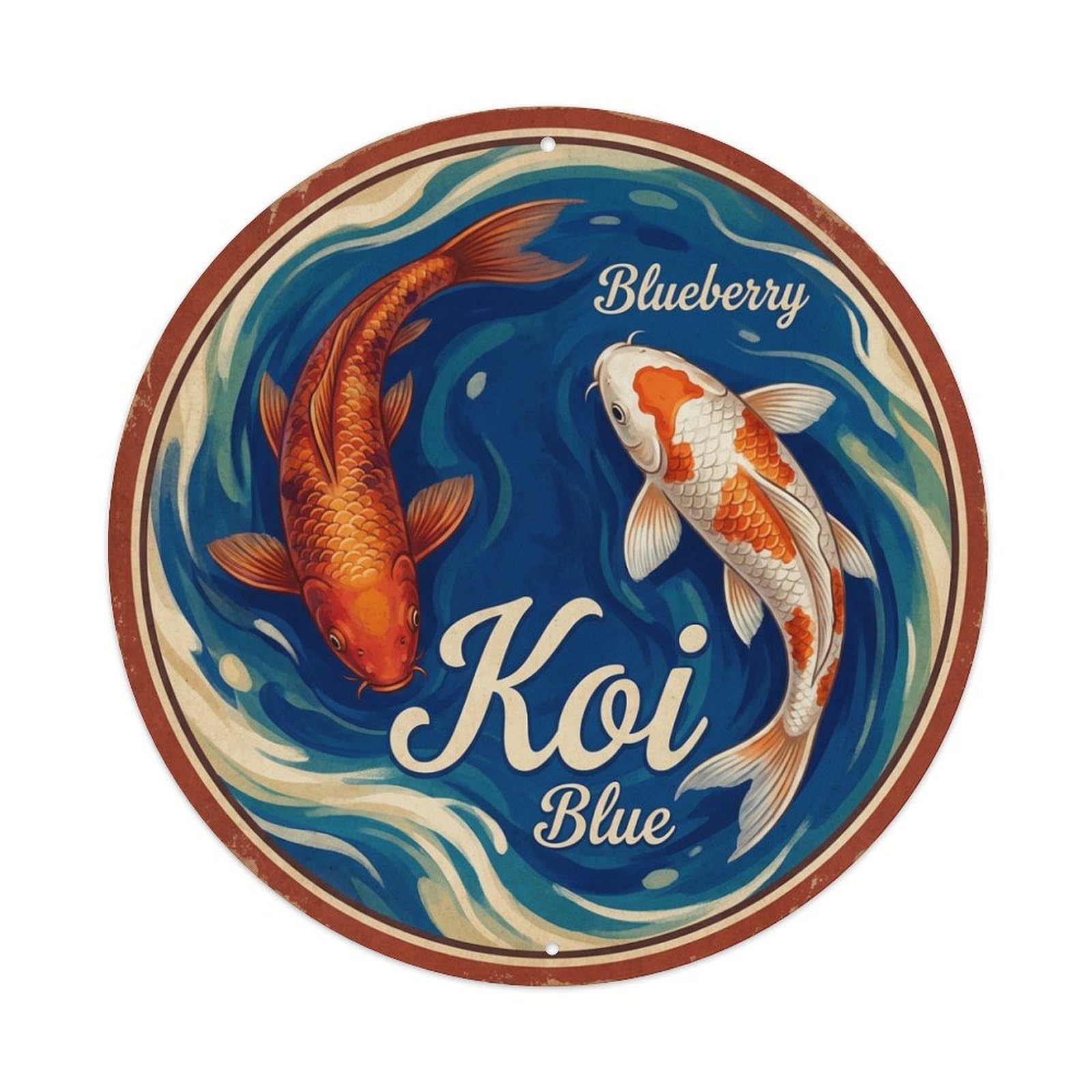 Koi Fish Blueberry Blue Waters Deep Rich Fresh Natural Metal Tin Sign