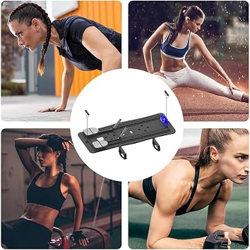 ABS Workout Board,Pilates Reformer Machine For Home Gym,Foldable Multifuctional Abdominal Board,Ab Roller Exercise Machine With Resistance Band,Data Recording Fitness Equipment(Schwarz)