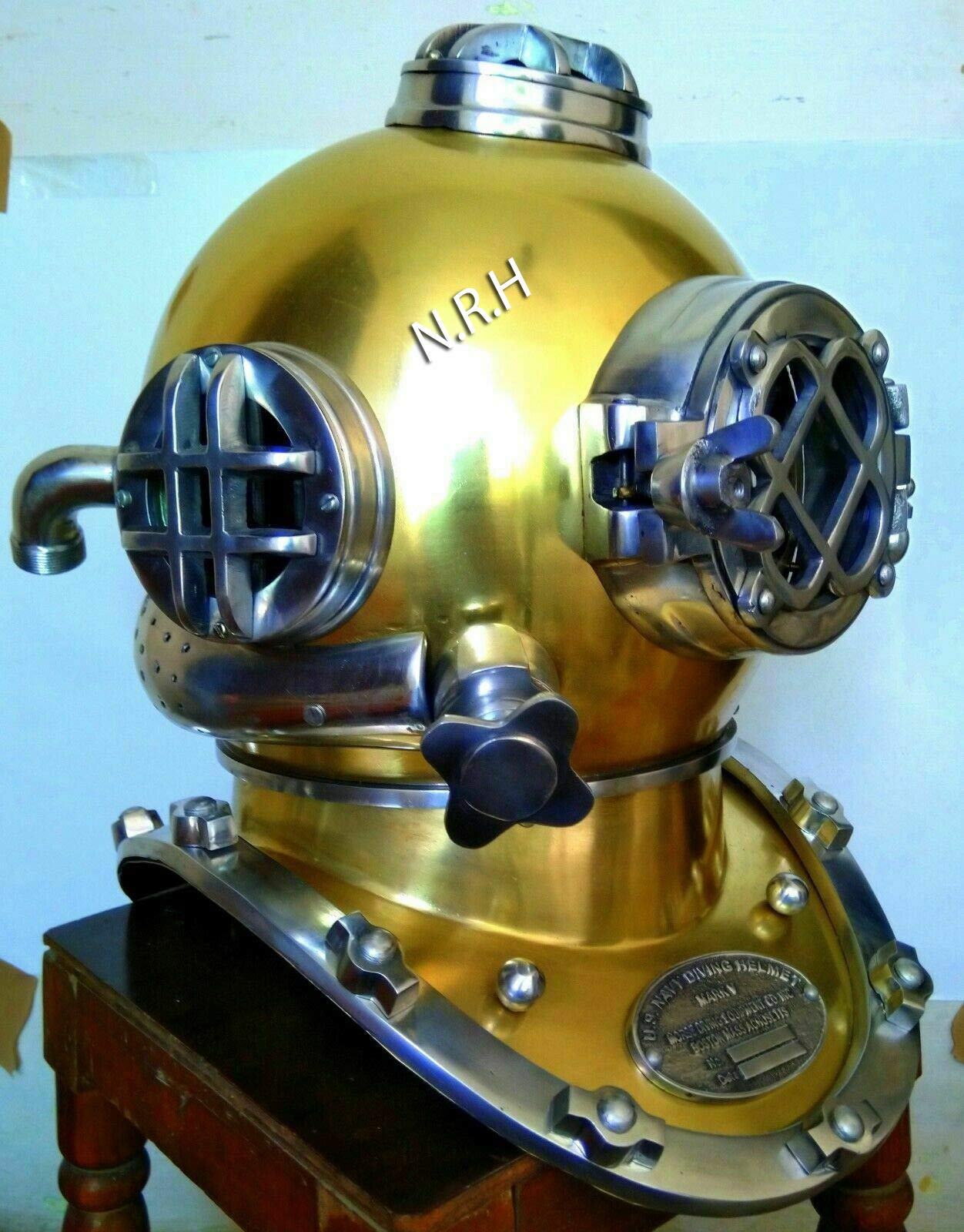 U.S Navy Mark V Casque de plongée avec finition chromée et laiton 45,7 cm