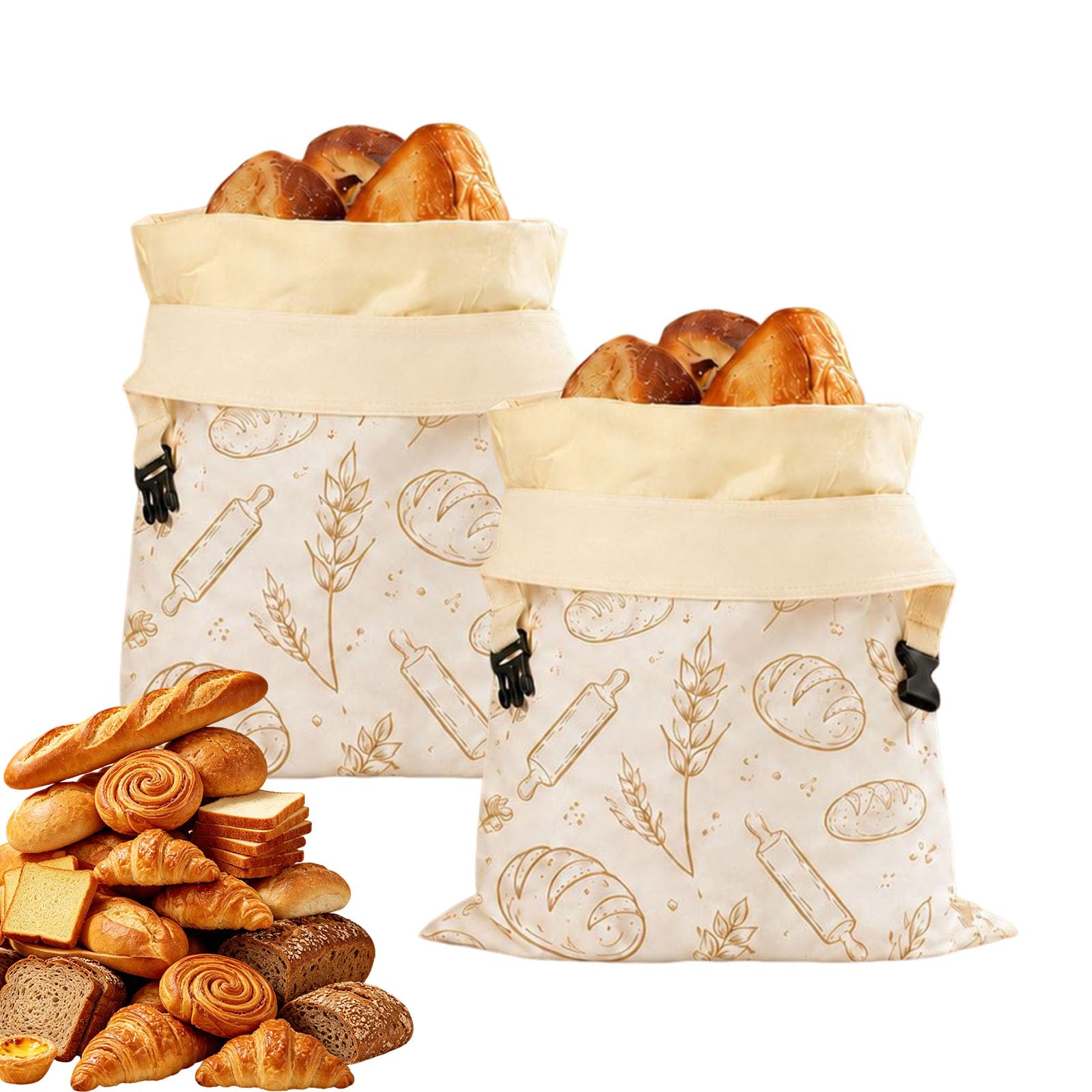 Jorcedi Extra Large Beeswax Bread Bags, Reusable Cotton Linen Fresh Storage Pouches For Homemade Sourdough & Artisan Bakery Loaves. (A-2Pcs)