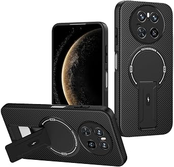 Case Compatible with Huawei Mate 70 Pro TPU+PC Magnetic Stand Shock-Resistant Phone Case Black