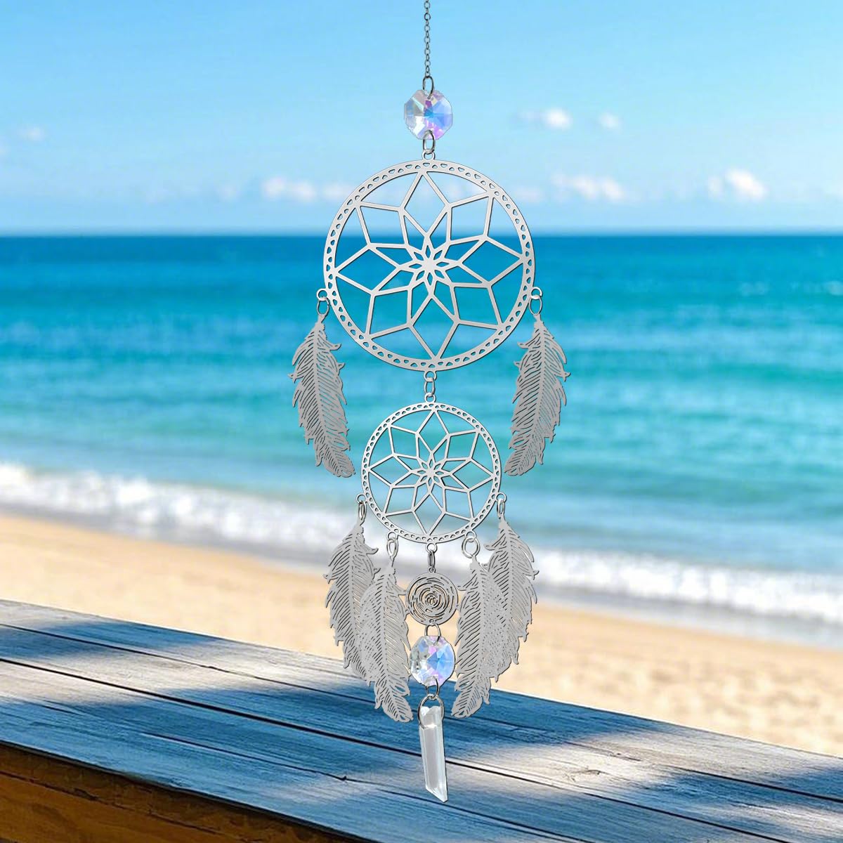 Crystal Suncatcher for Windows - Rainbow Maker Sun Catchers with Prisms Round Hanging Ornament for Christmas Wedding Garden Home Decor Gift