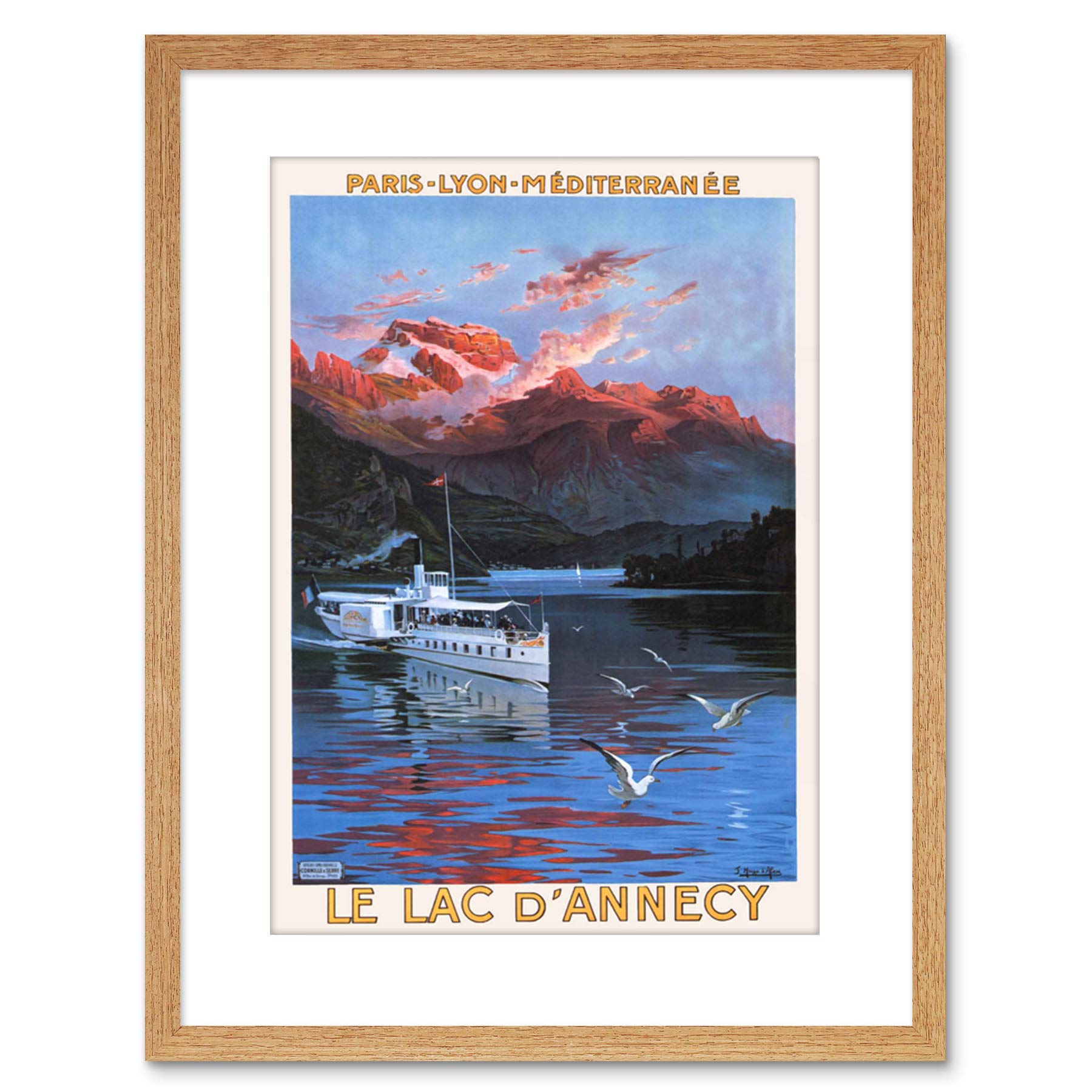 Wee Blue Coo TRAVEL MOUNTAIN LAKE D'ANNECY FRANCE VINTAGE ADVERTISING FRAMED PRINT F97X7102