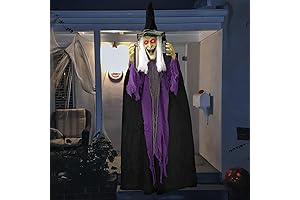 Bewitching 75 Inch Animated Halloween Witch for Eerie Indoor and Outdoor Decor