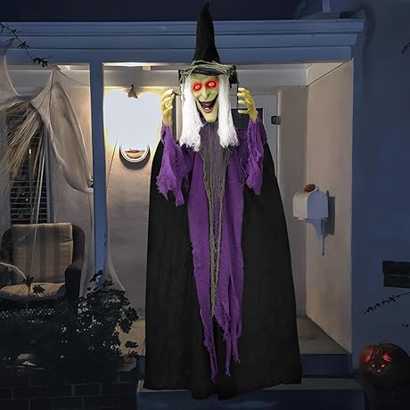 Bewitching 75 Inch Animated Halloween Witch for Eerie Indoor and Outdoor Decor