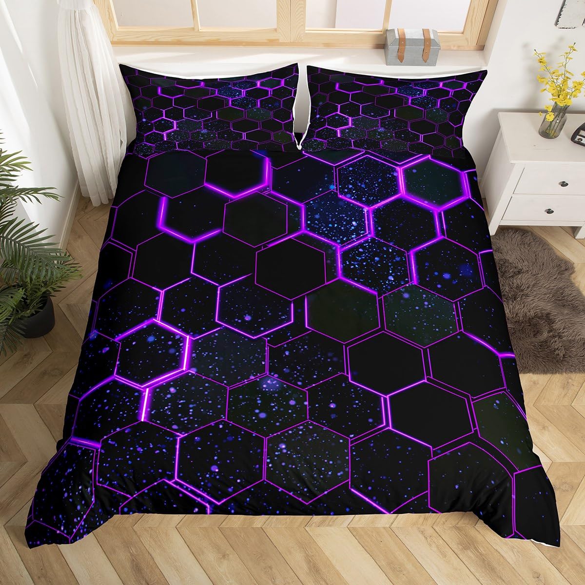Housse de couette 220x240 motif ruche pour moderniser une literie d'adulte ou d'adolescent