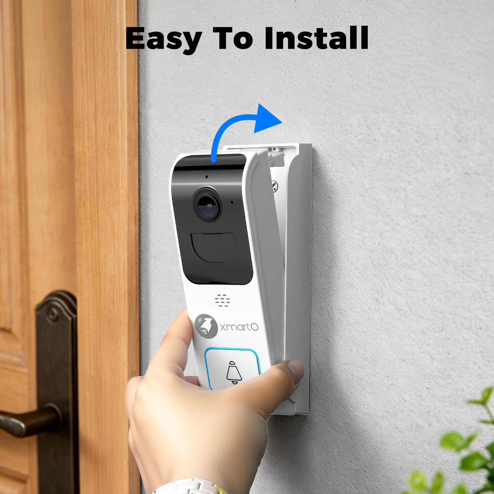 XMARTO Campanello video intelligente wireless 2.4G/5G per la sicurezza domestica, sorveglianza Live View con audio a 2 vie, rilevamento e avvisi di movimento/AI, installazione facile, nessun canone
