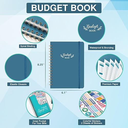 Miniatura 6 de Planificador de presupuesto, libro de presupuesto, organizador financiero de 12 meses, 6.1 x 8.27 pulgadas, rastreador de gastos sin fecha, libro de