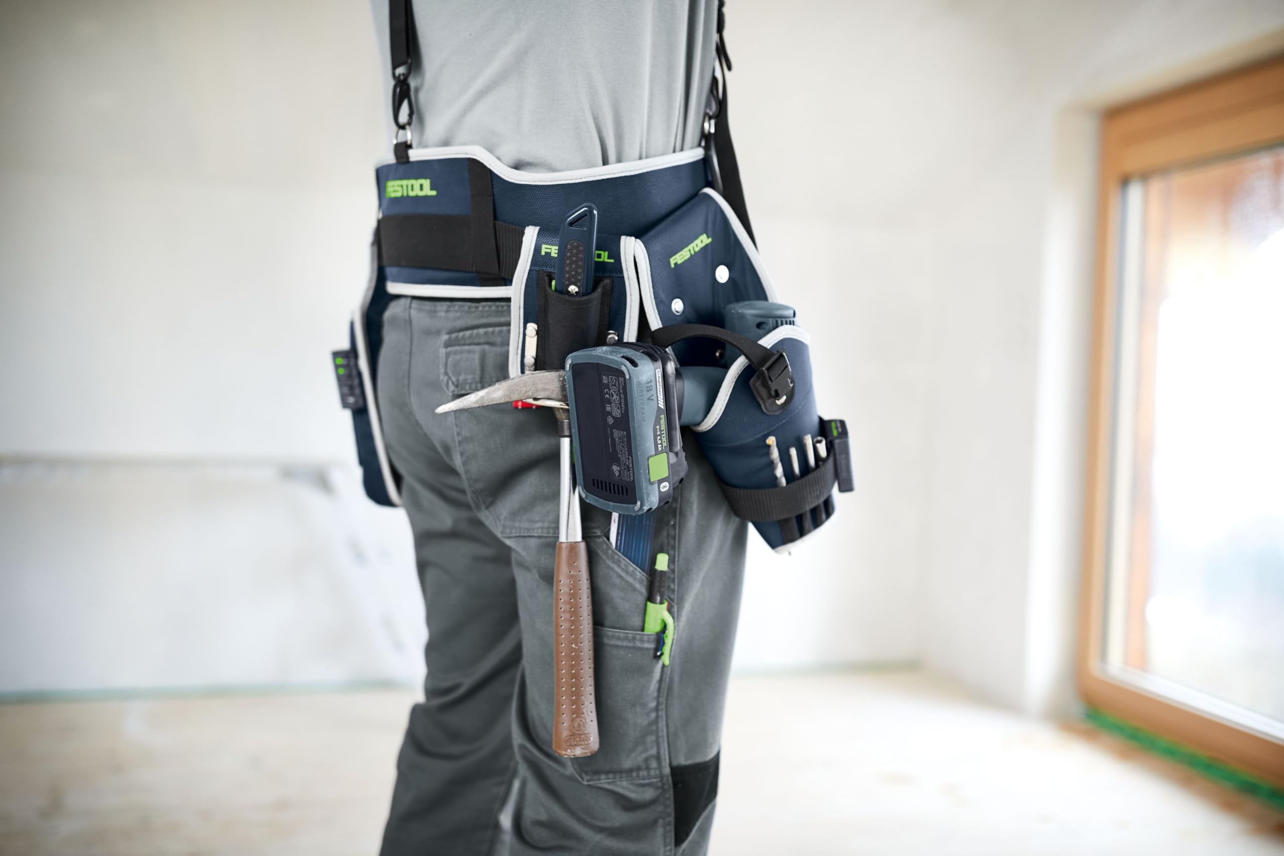 Festool TB-FT1 Ceinture Porte-Outils Professionnelle de Chantier | Système bretelles et ceinture - holster perceuse et pochette multi-poches - compatible accessoires TB Festool