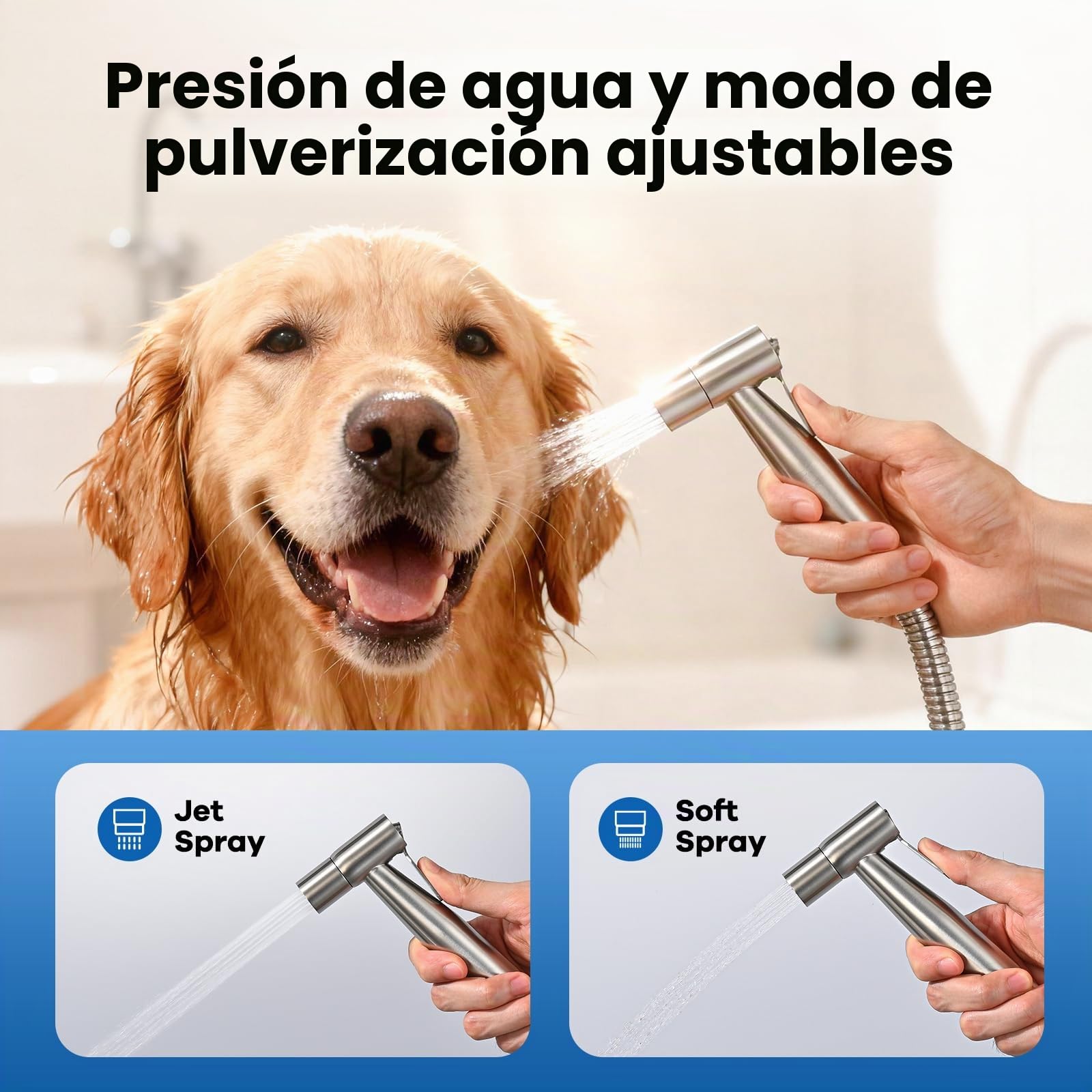 Duchas Higienicas Para WC, Grifo de Bidet con Manguera 1.5m, Sustituto Utilizado en El Baño, para Mascotas, La Higiene Personal con Adaptador G1/2,G3/8