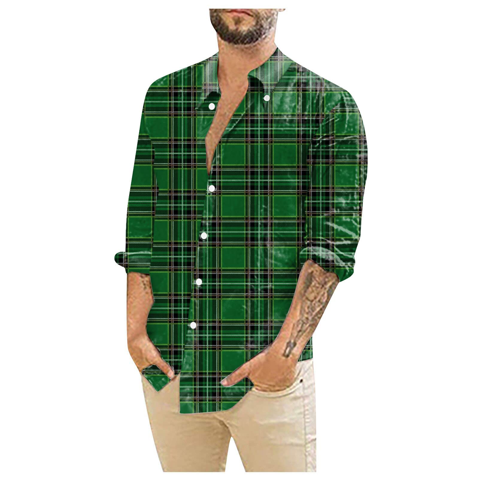Men's Fashion Plaid Printing Shirt Designer Spring Summer Button Down Blouses Casual Long Sleeve Pullover Top