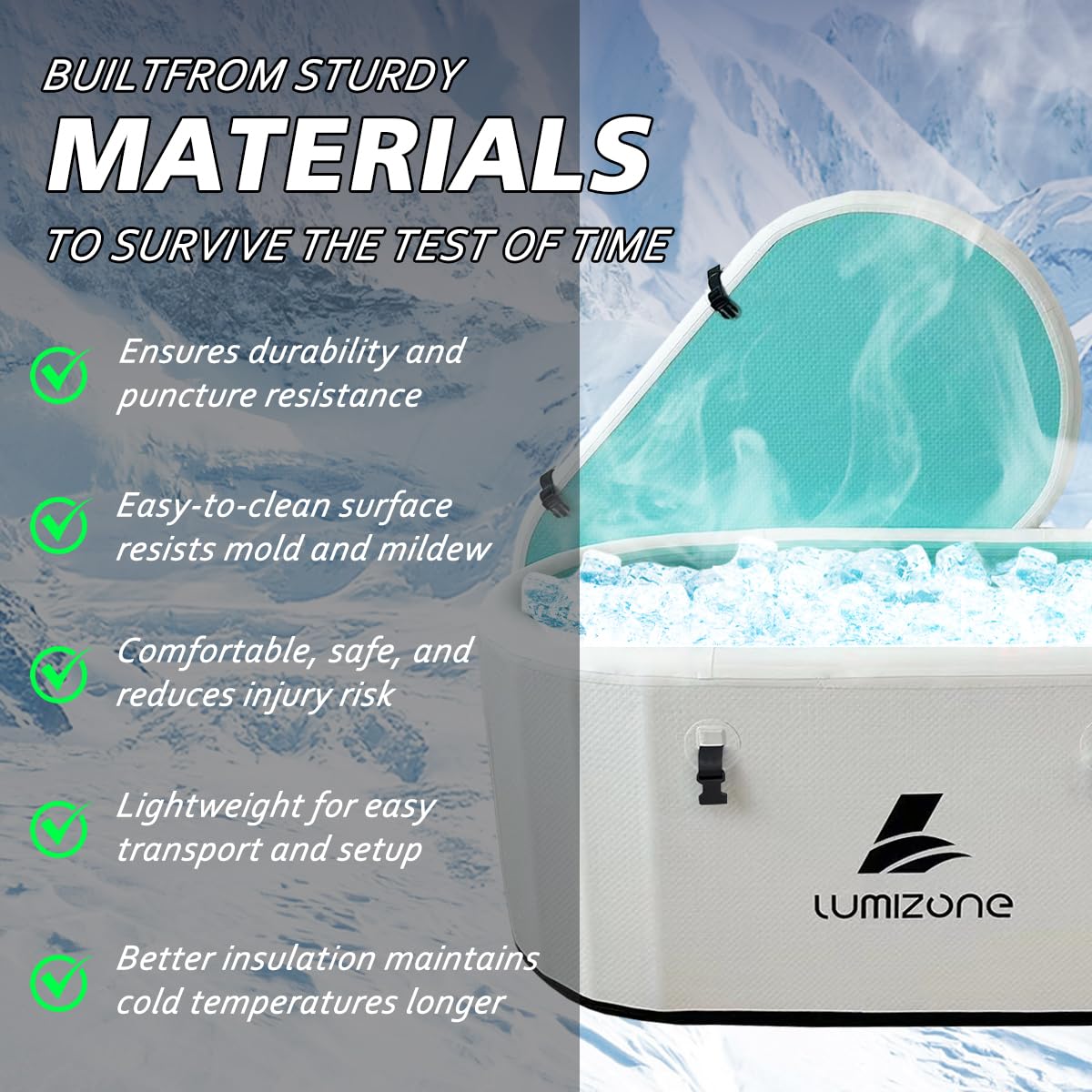 Foto de Lumizone Inflatable Cold Plunge Tub 132 Gallons Capacity Ice Bath Portable Ice Bath Tub Compatible With Water Chillers with Lid Drop Stitch PVC Double Layer Seals Oversized for Athletes (imagen 57)